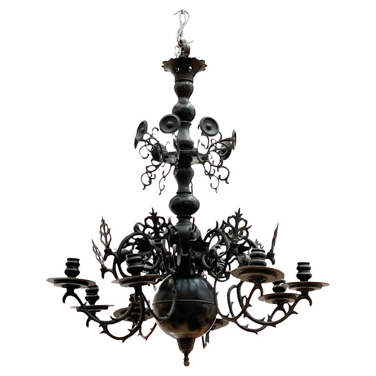 Lustre hollandais en bronze de la fin du XIXe siècle En vente sur 1stDibs