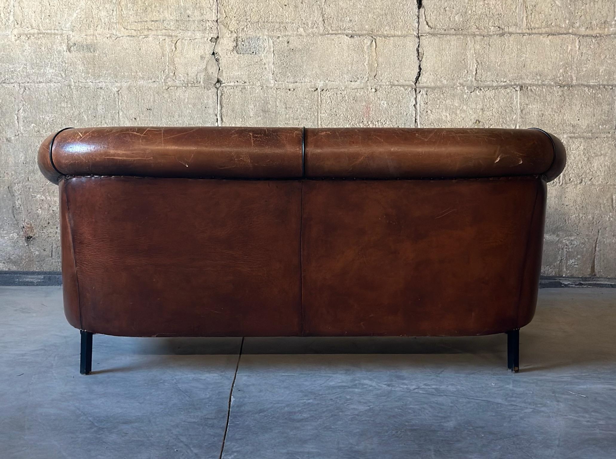 Holländisches Ledersofa im Zustand „Gut“ im Angebot in Hudson, NY