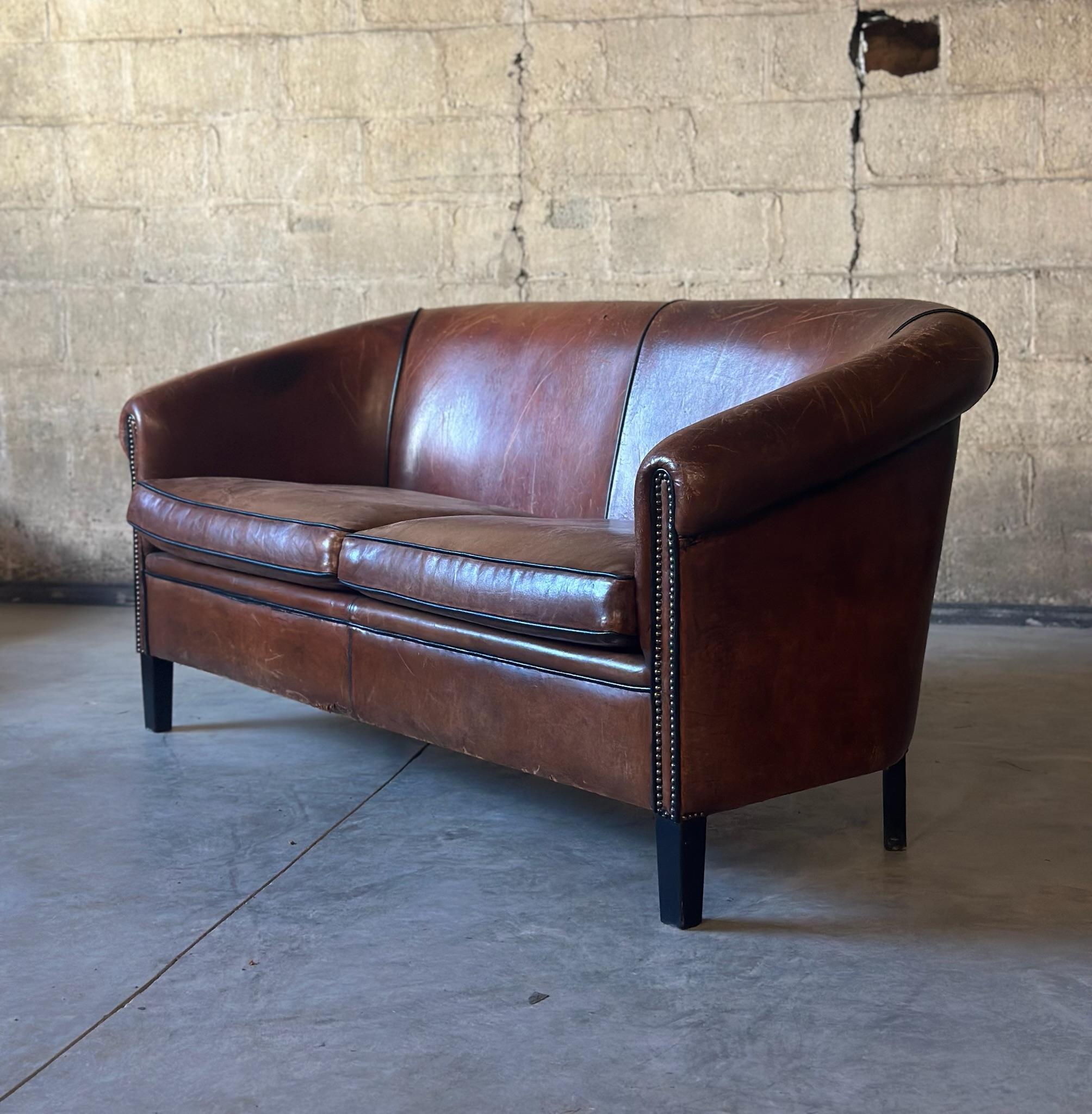Holländisches Ledersofa (20. Jahrhundert) im Angebot