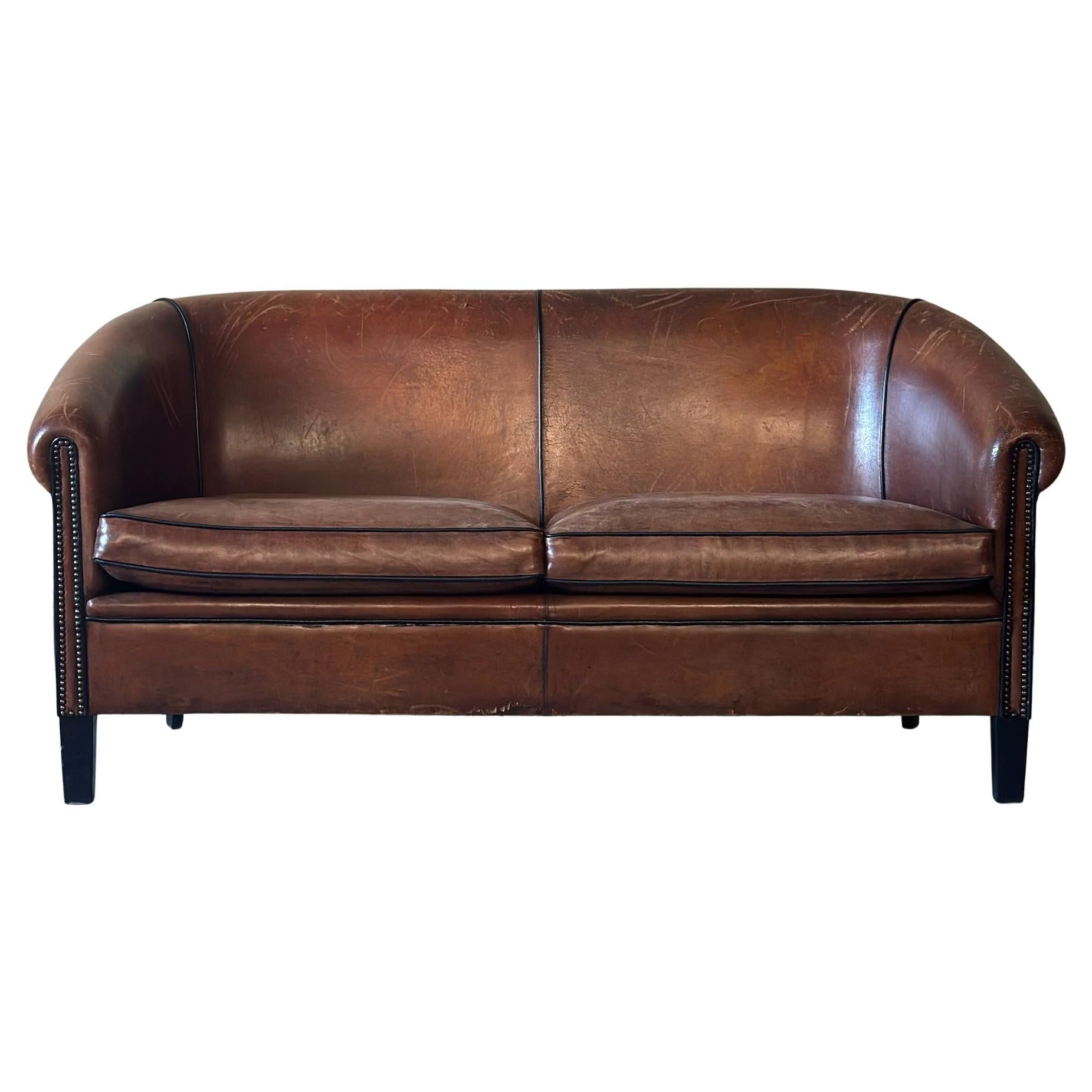 Holländisches Ledersofa im Angebot