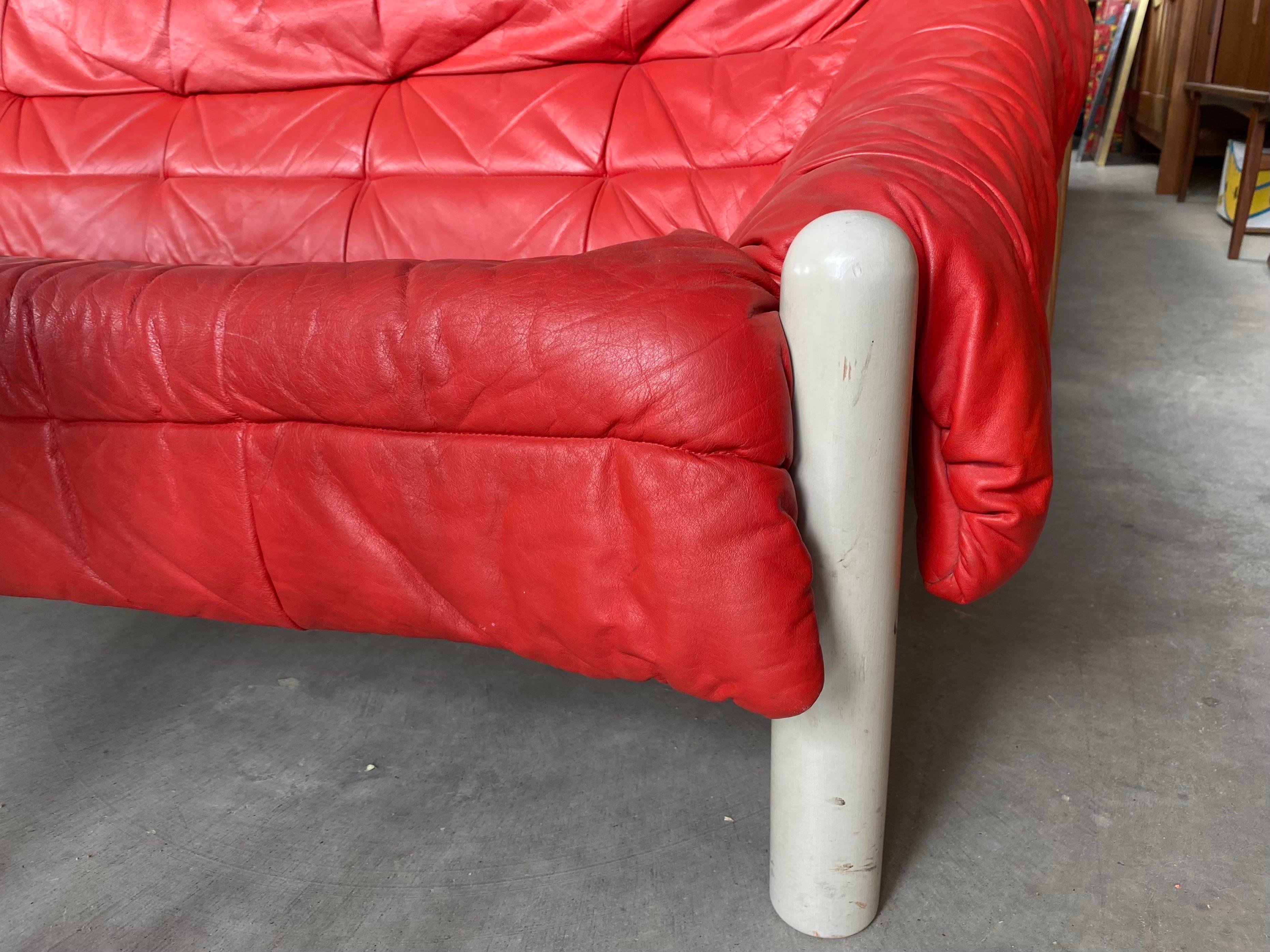 Late 20th Century Dutch Leather Sling 3-seater sofa For Sale