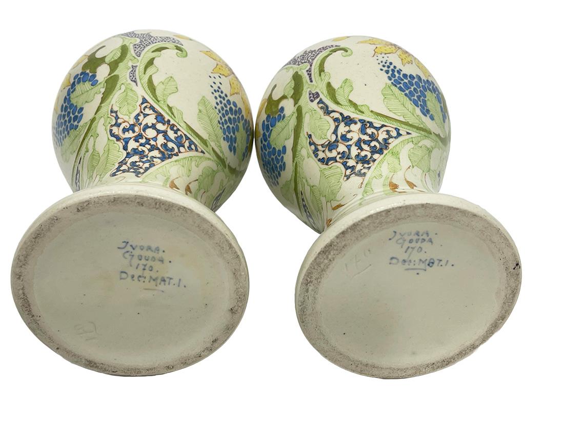 20th Century Dutch lidded vases by Ivora Gouda Pottery, ca 1915 For Sale