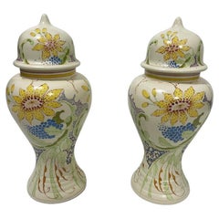 Dutch lidded vases by Ivora Gouda Pottery, ca 1915