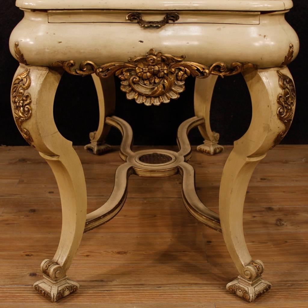 20th Century Lacquered and Giltwood with Marble Top Dutch Living Room Table 1950 For Sale 1
