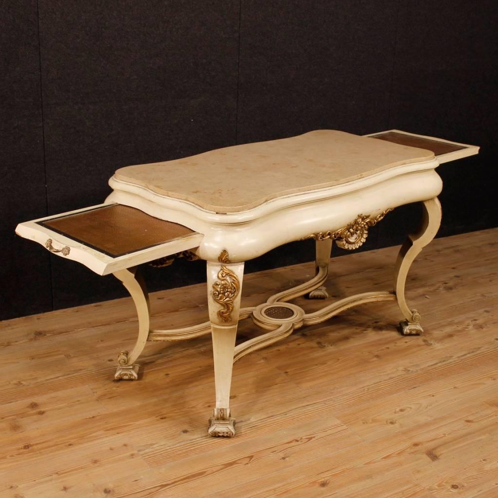 20th Century Lacquered and Giltwood with Marble Top Dutch Living Room Table 1950 For Sale 6