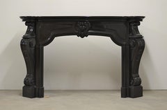 Dutch Louis XV Fireplace Mantel in Black Marble