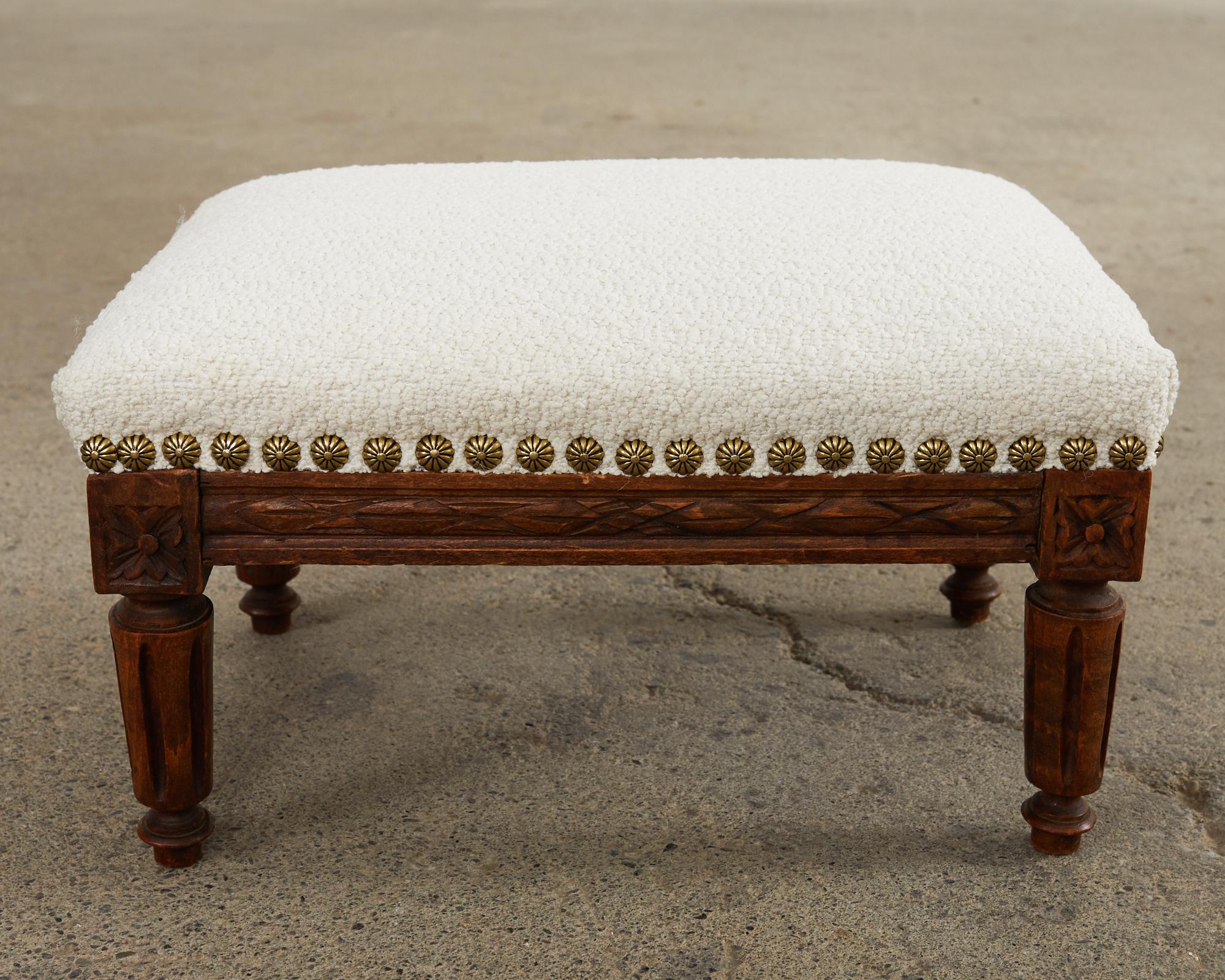 Dutch Louis XVI Style Diminutive Footstool with Boucle For Sale 5