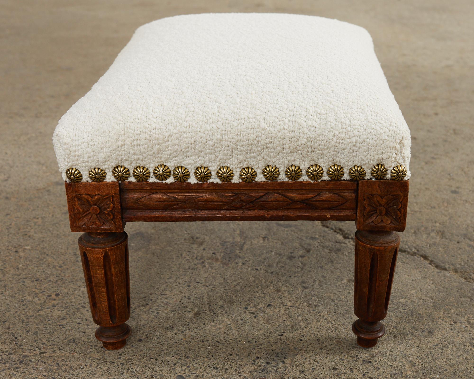 Dutch Louis XVI Style Diminutive Footstool with Boucle For Sale 6