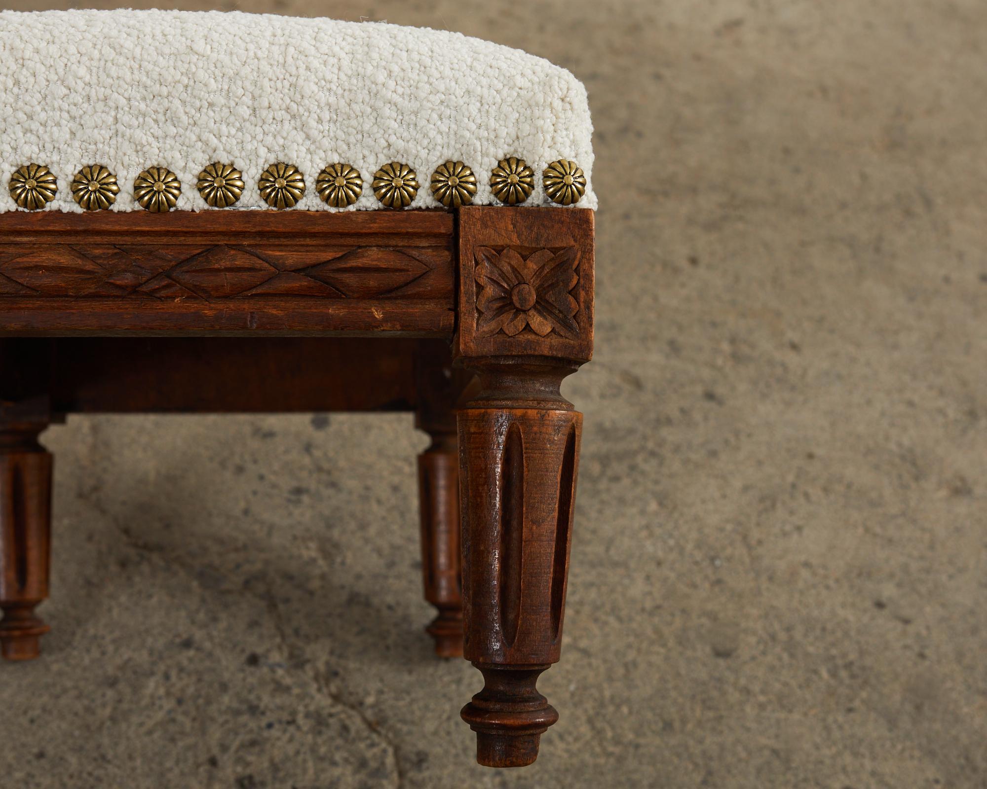 Dutch Louis XVI Style Diminutive Footstool with Boucle For Sale 7