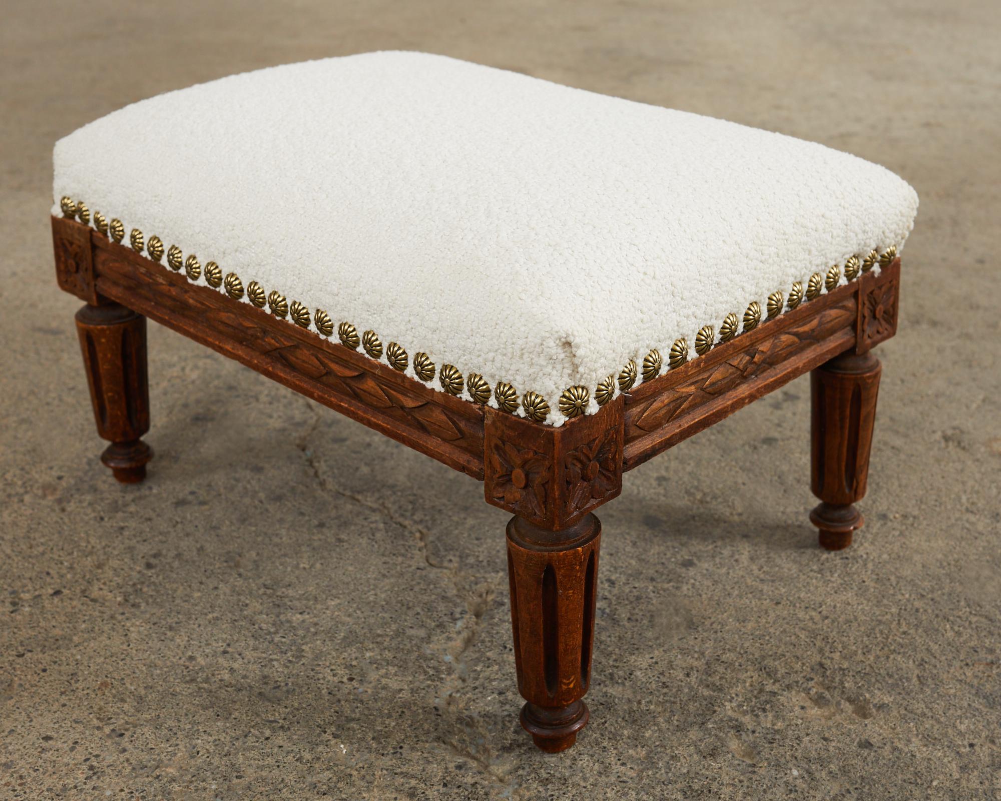 Dutch Louis XVI Style Diminutive Footstool with Boucle In Good Condition For Sale In Rio Vista, CA