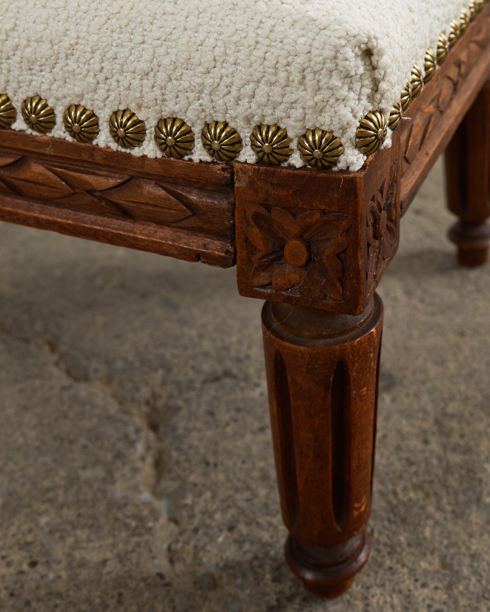 20th Century Dutch Louis XVI Style Diminutive Footstool with Boucle For Sale
