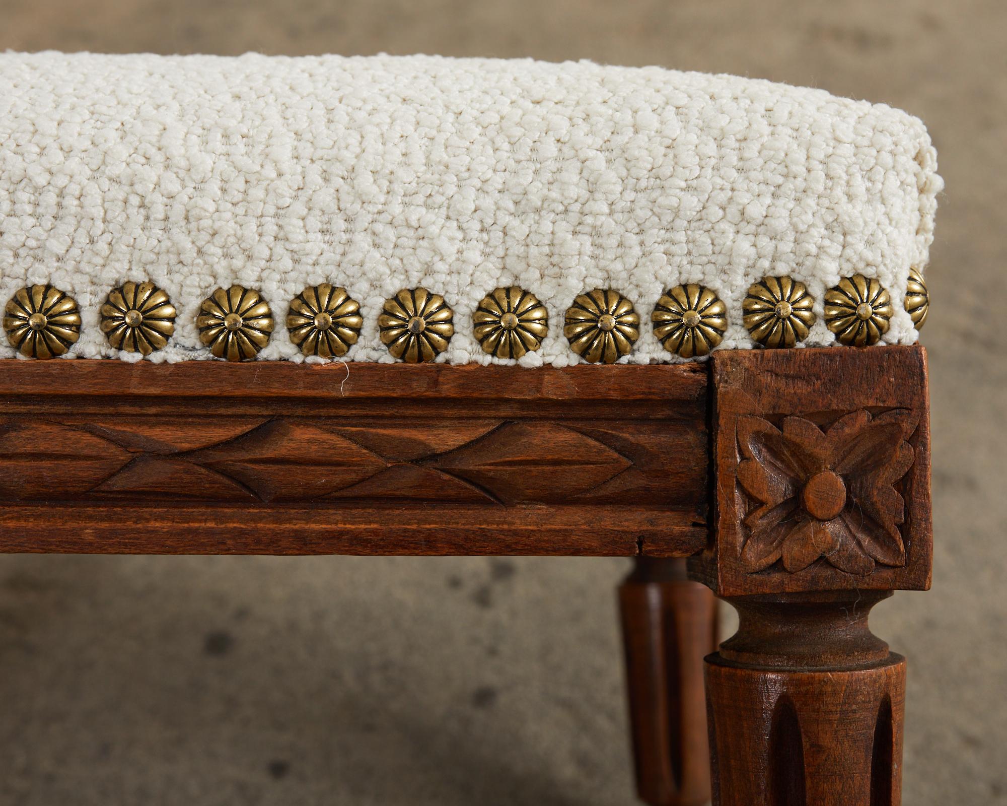 Dutch Louis XVI Style Diminutive Footstool with Boucle For Sale 2