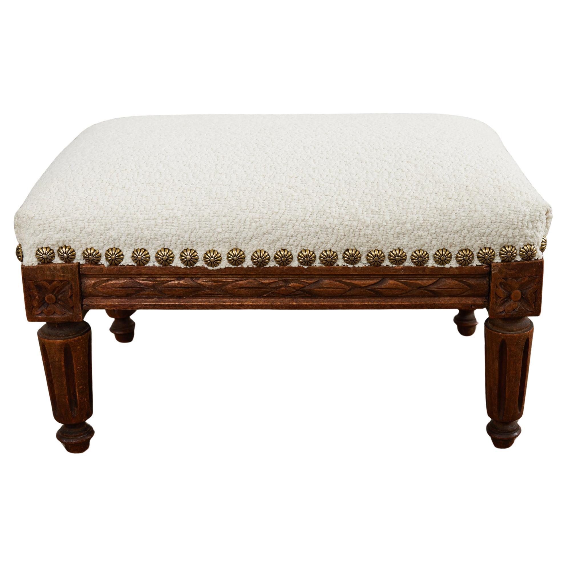 Dutch Louis XVI Style Diminutive Footstool with Boucle For Sale