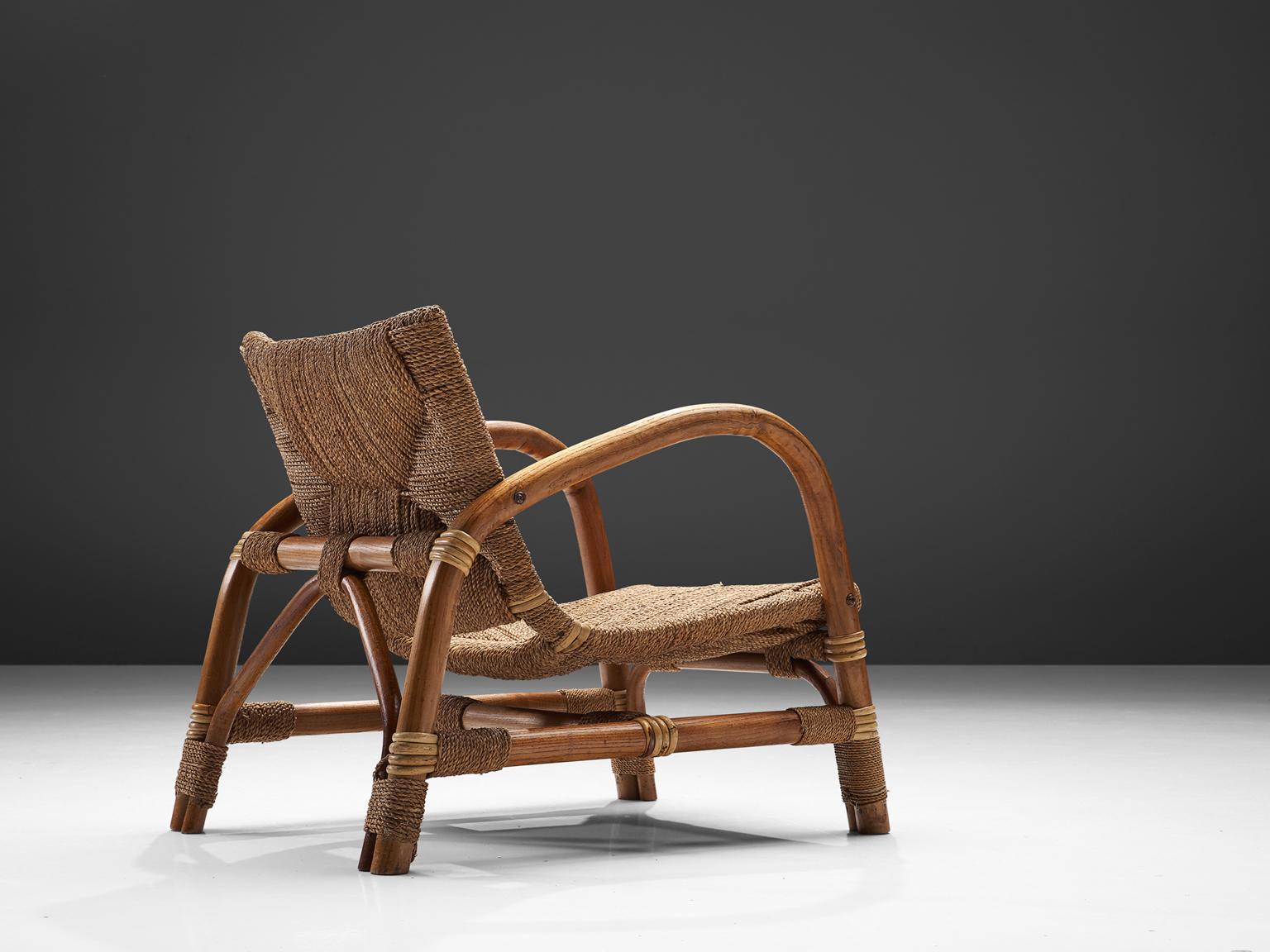 Mid-Century Modern Dutch Lounge Chair in Cane and Beech
