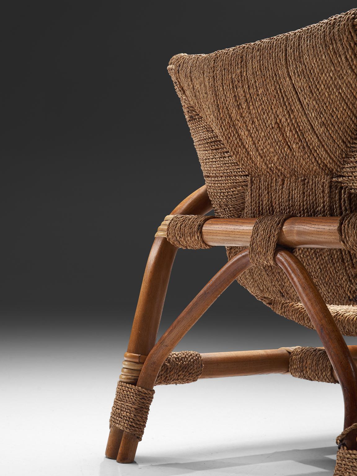 Mid-20th Century Dutch Lounge Chair in Cane and Beech