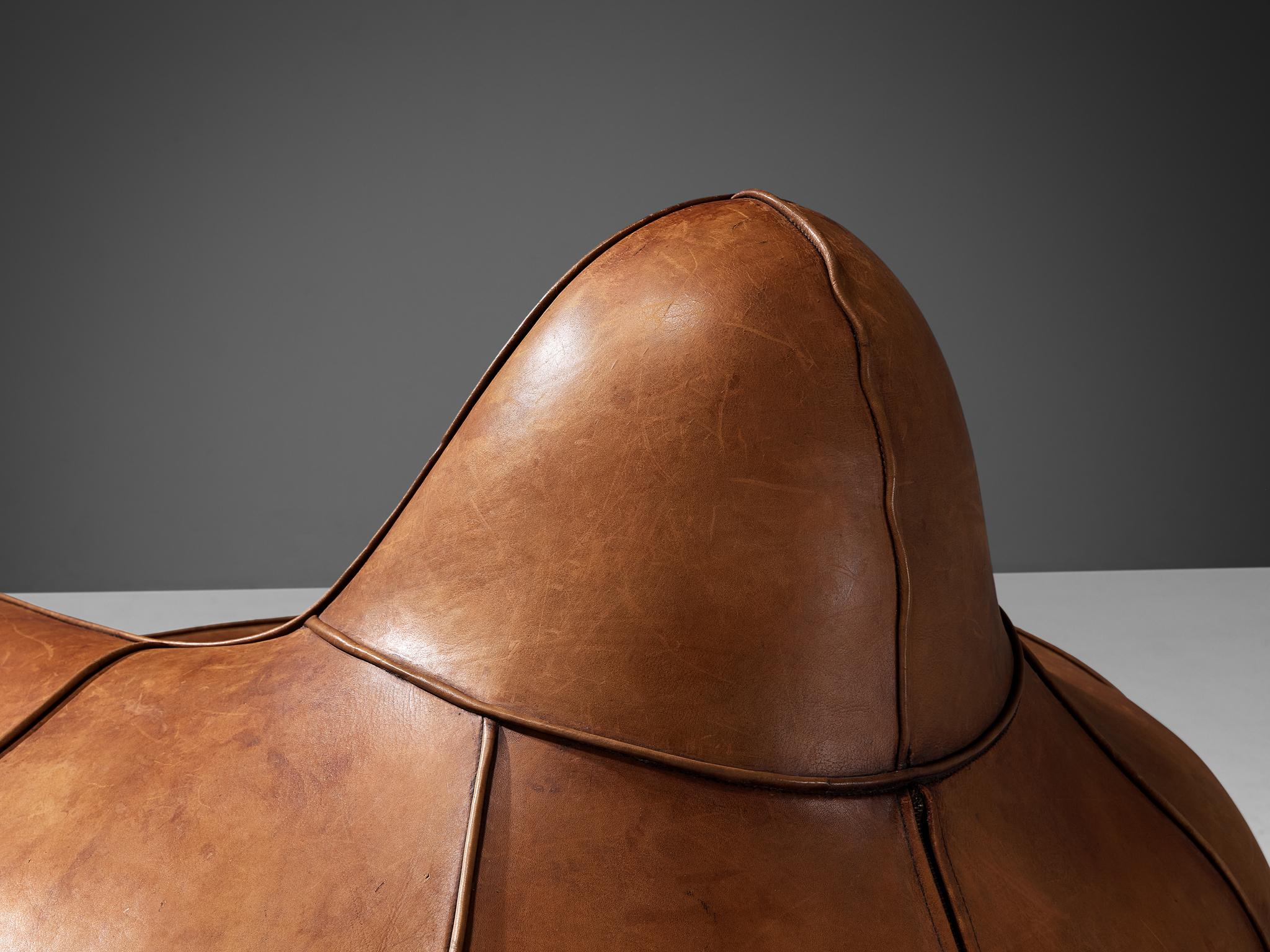 Postmoderne Fauteuil de salon hollandais en cuir cognac