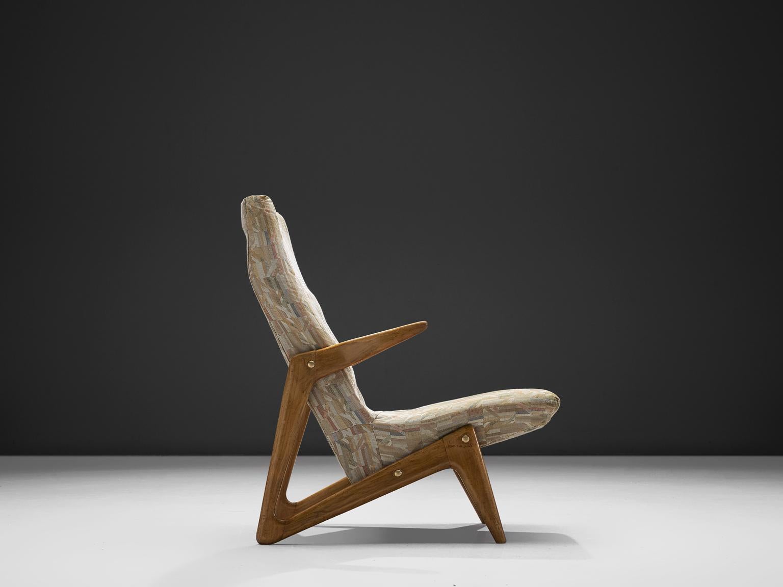 Scandinavian Modern Dutch Lounge Chair with Original Upholstery