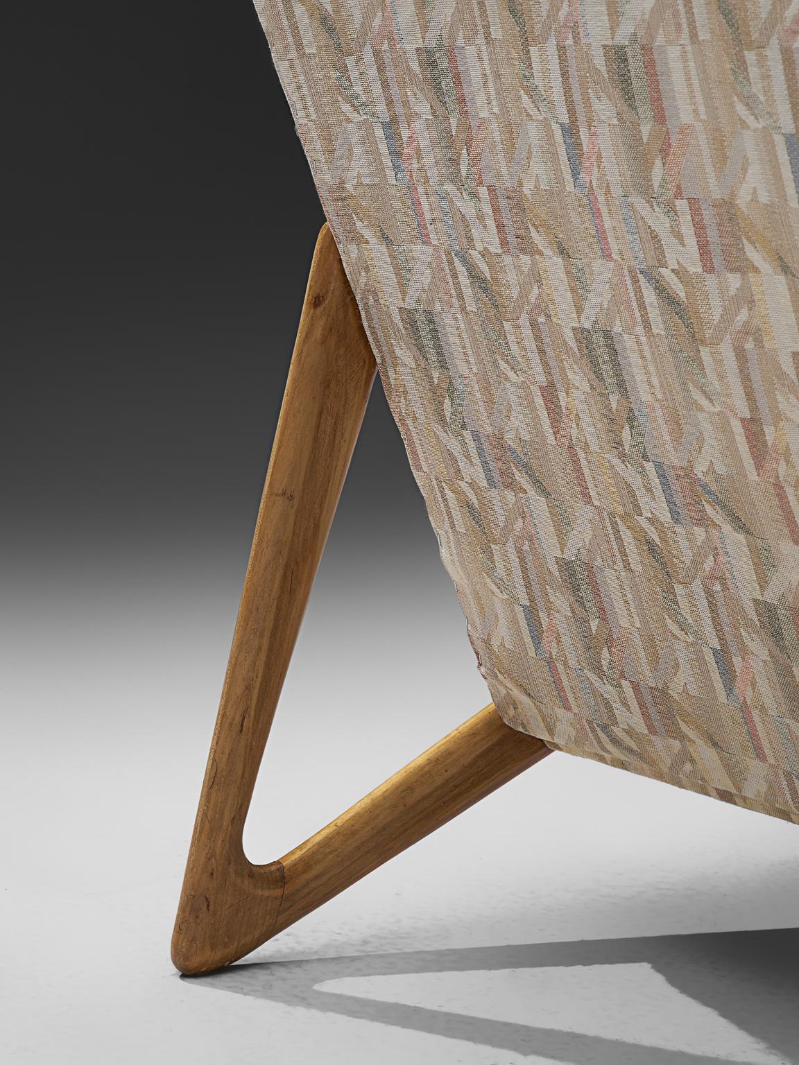 Fabric Dutch Lounge Chair with Original Upholstery