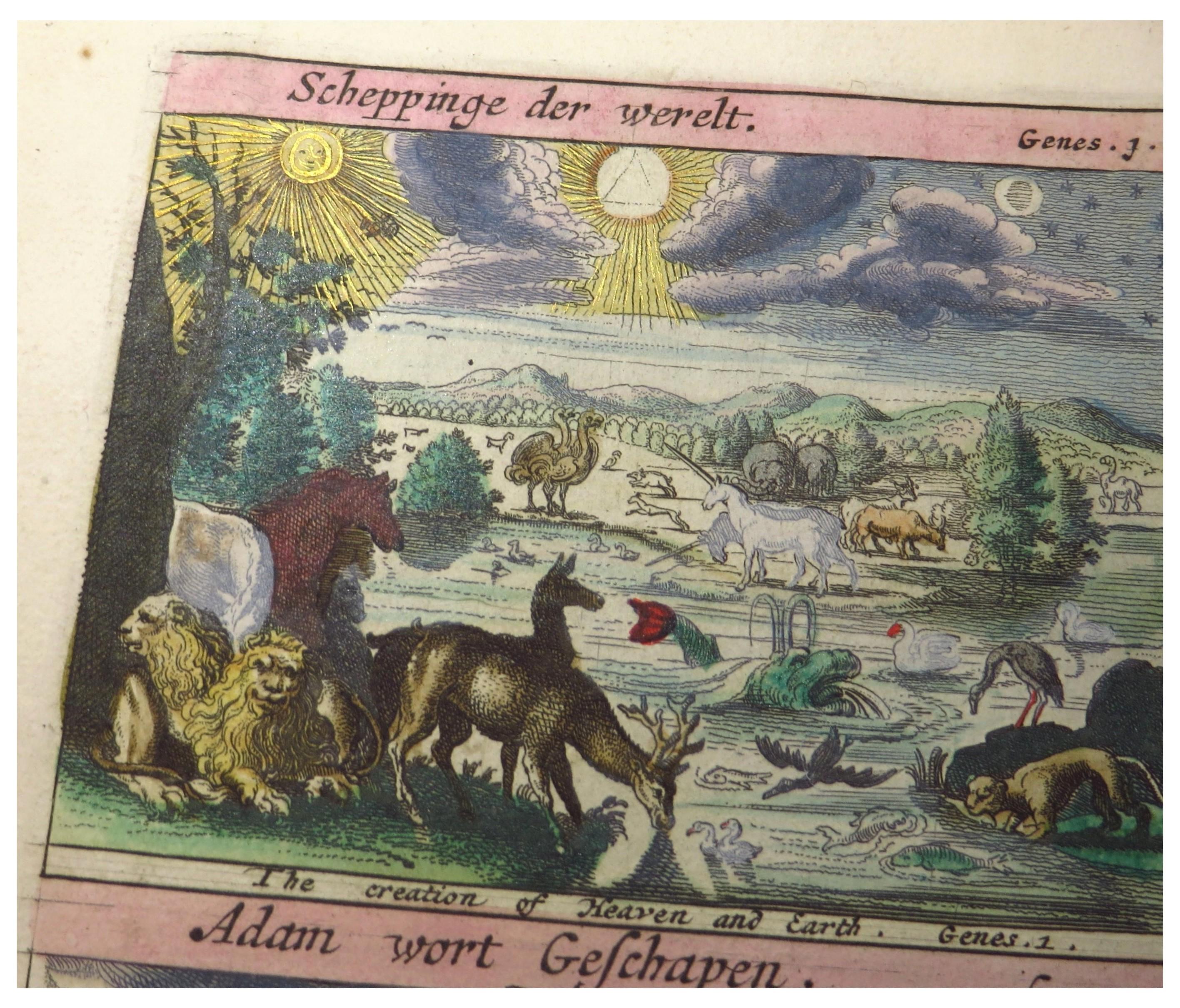 Dutch Luther Bible with fine hand-coloured and highlighted in gold illustrations For Sale 2