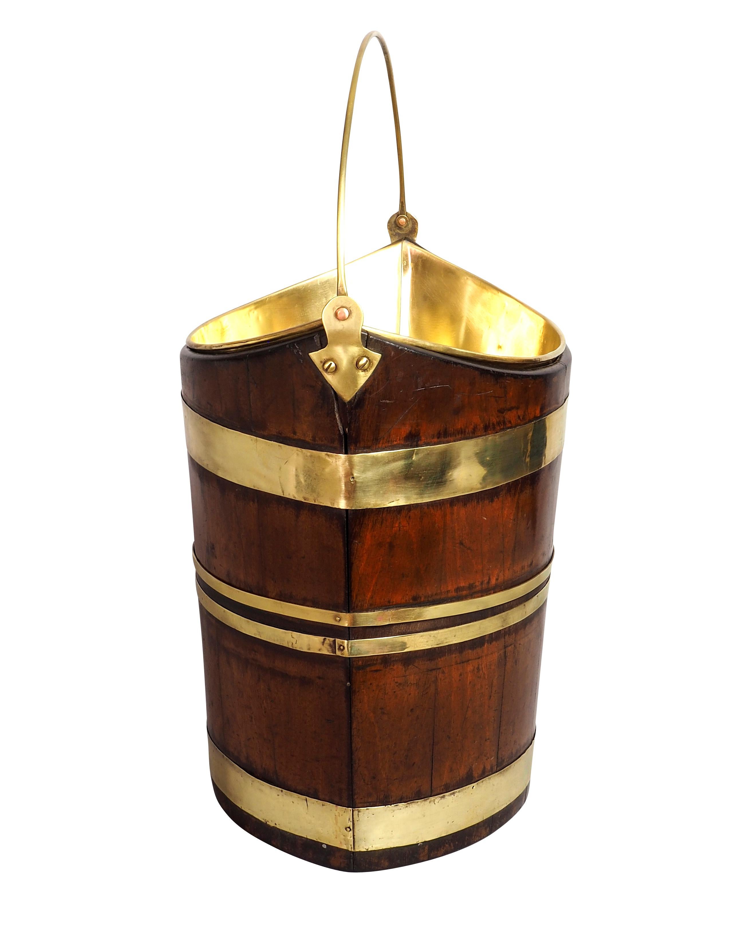 Regency Dutch Mahogany and Brass Peat Bucket