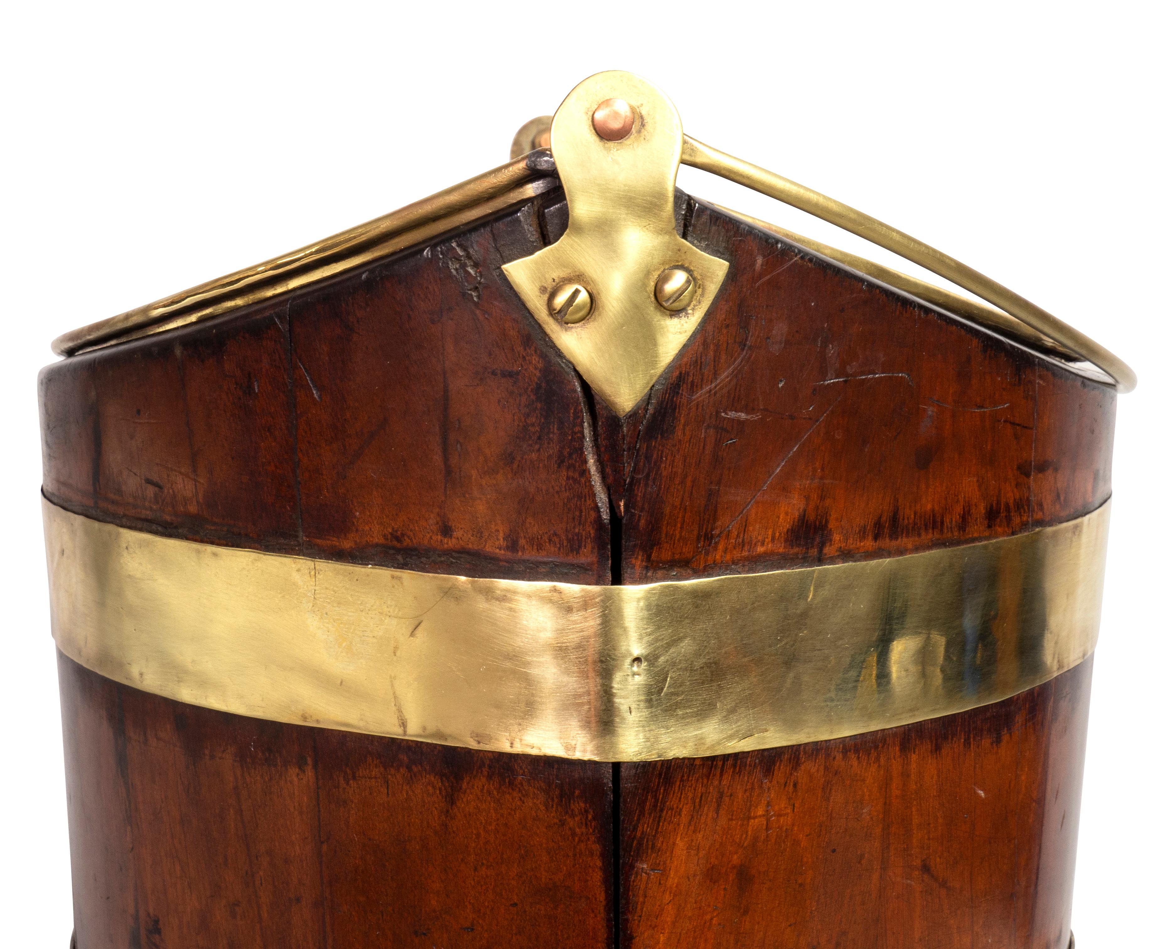 Early 19th Century Dutch Mahogany and Brass Peat Bucket