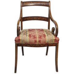 Dutch Mahogany and Satinwood Marquetry Inlay Armchair, circa 1800