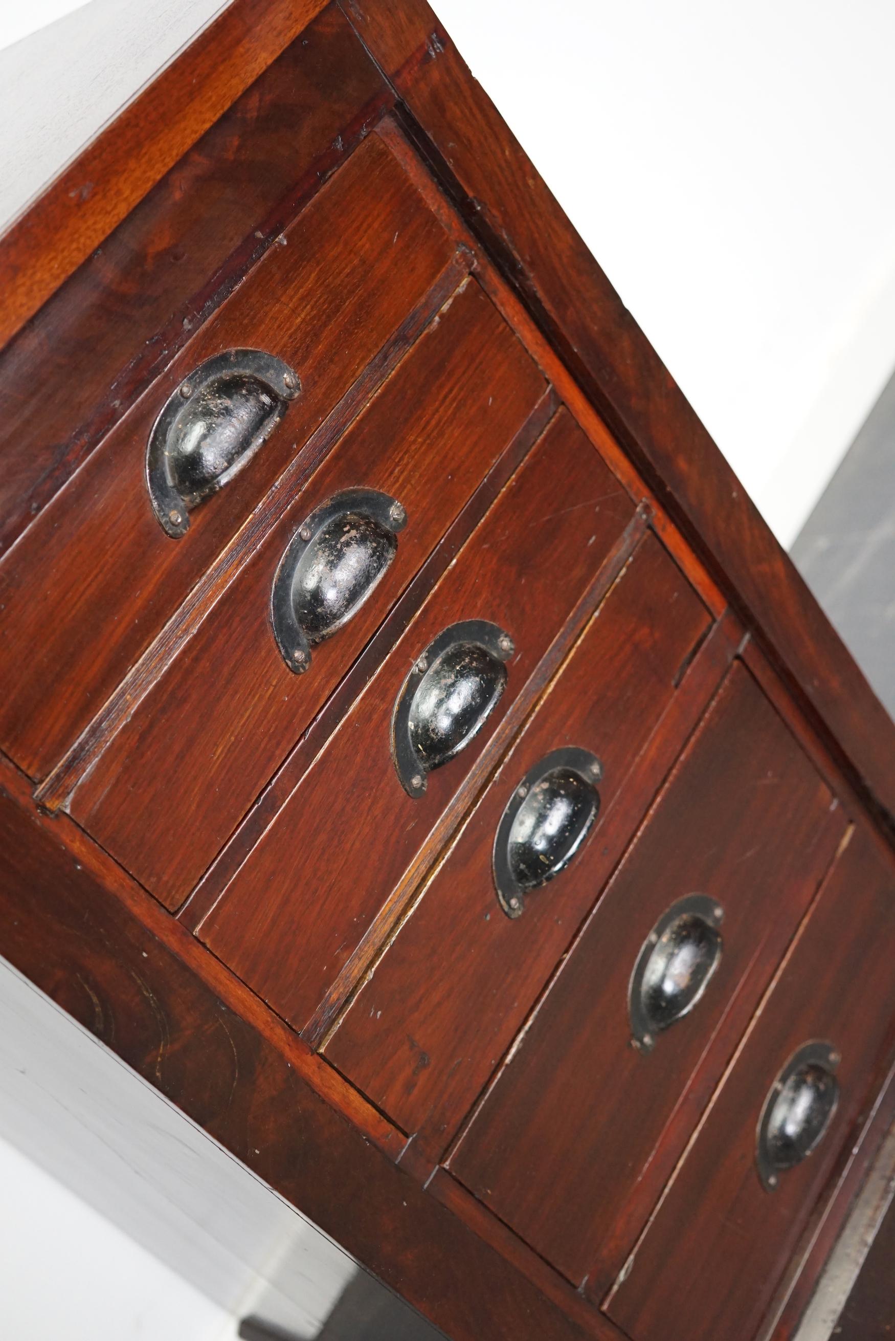 Industrial Dutch Mahogany Apothecary Cabinet, 1930s For Sale