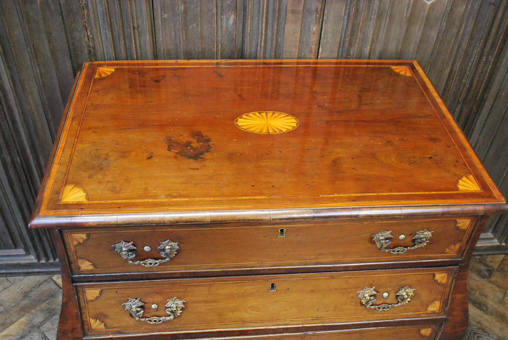 Mahogany Dutch mahogany bombe commode / chest of drawers