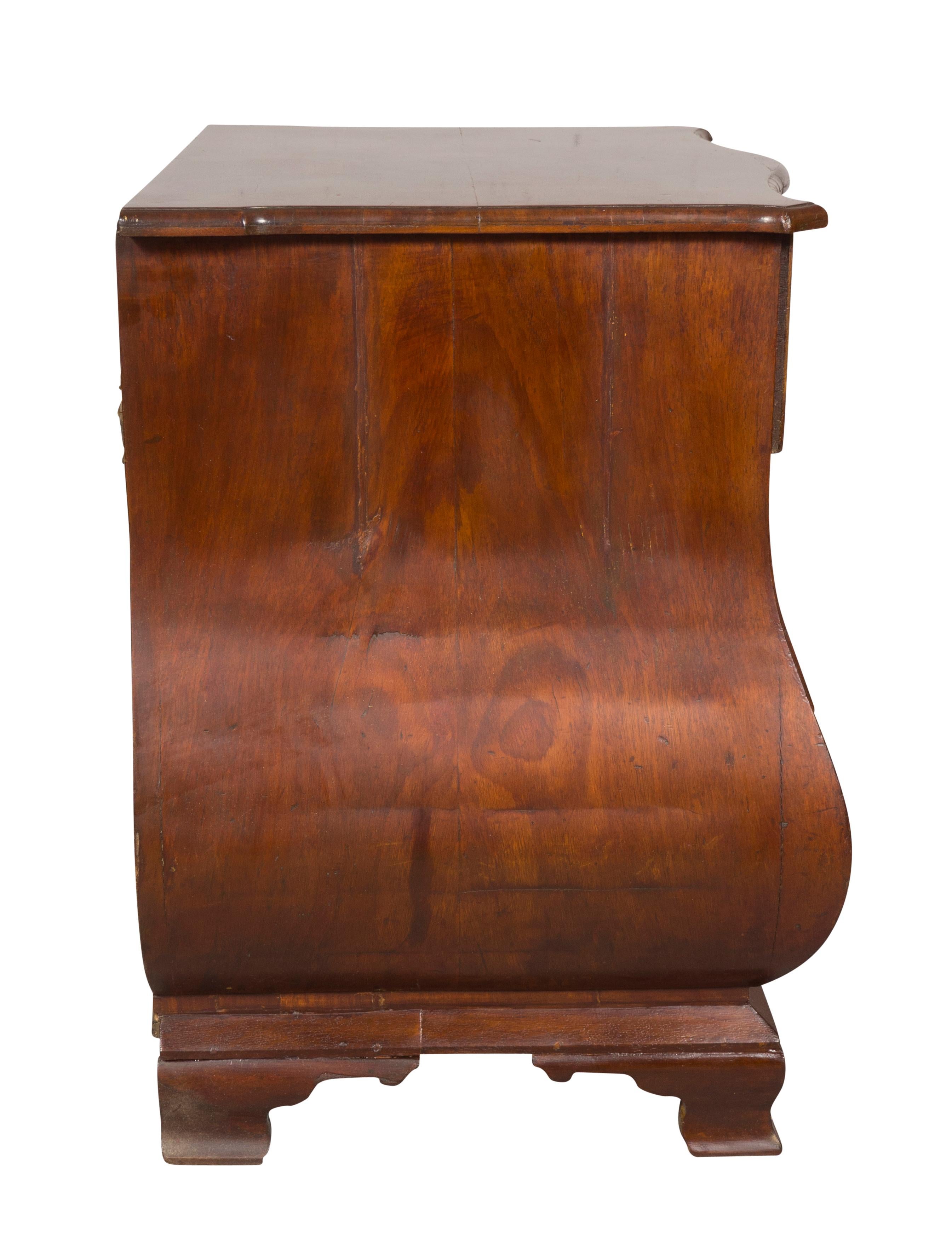 Rococo Dutch Mahogany Bombe Petit Chest of Drawers For Sale