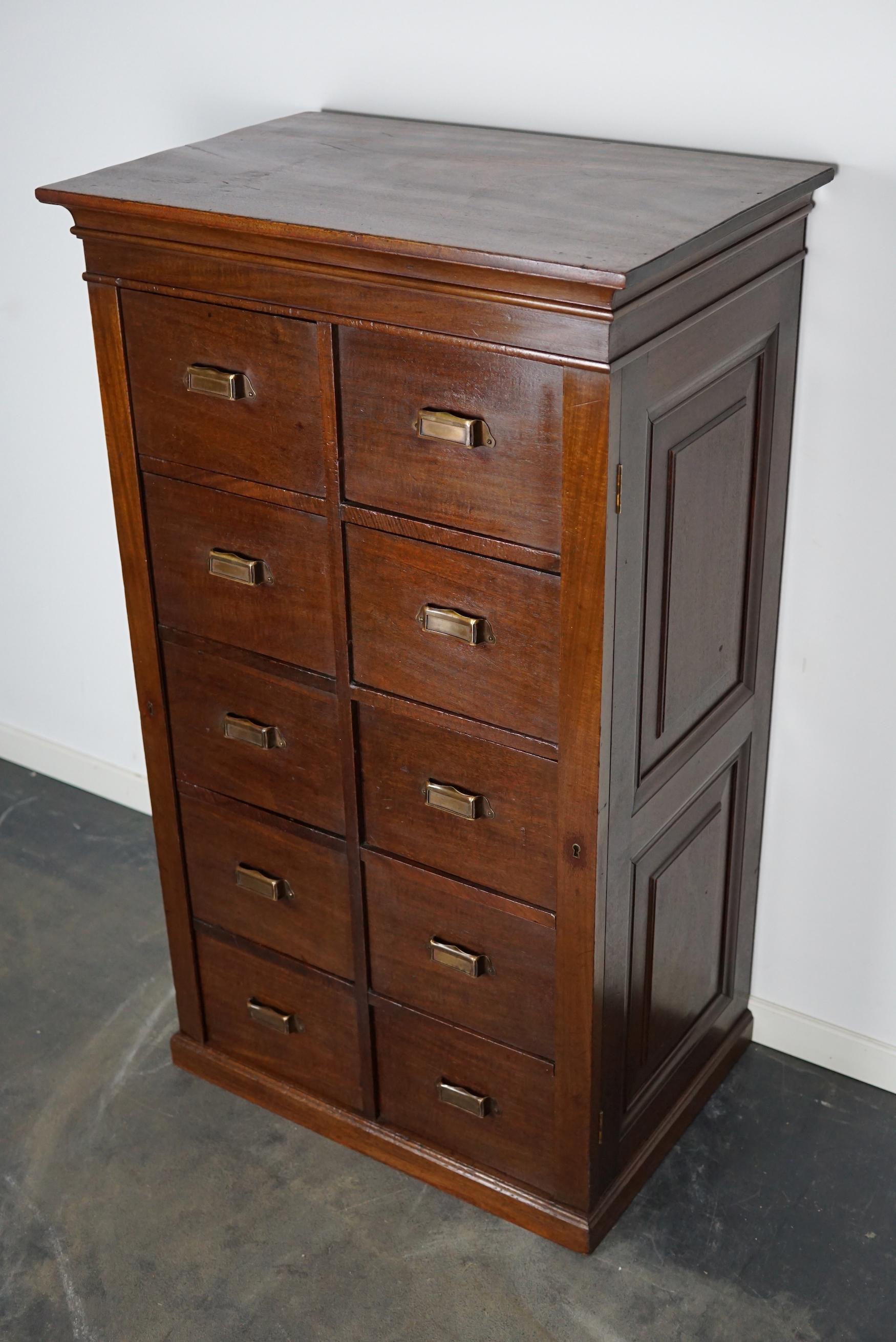 Dutch Mahogany Filing Cabinet or Bank of Drawers, 1930s For Sale 6