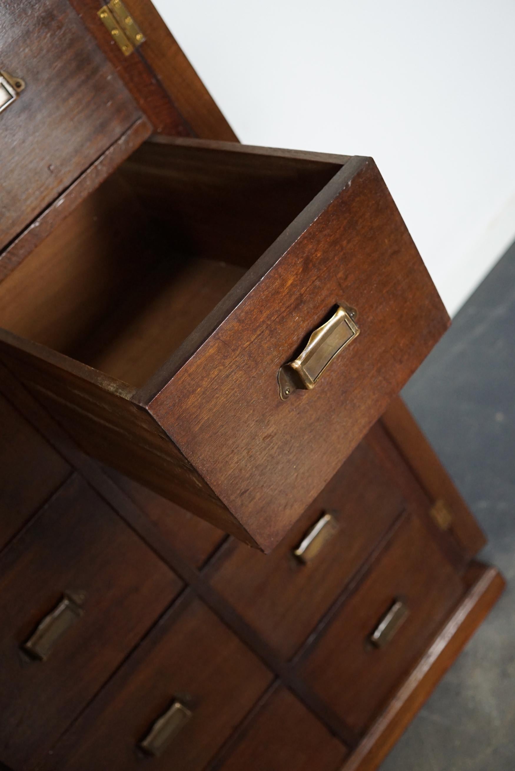 Dutch Mahogany Filing Cabinet or Bank of Drawers, 1930s For Sale 11