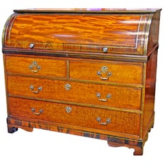 Dutch Mahogany, Rosewood, and Brass Cylinder Bureau