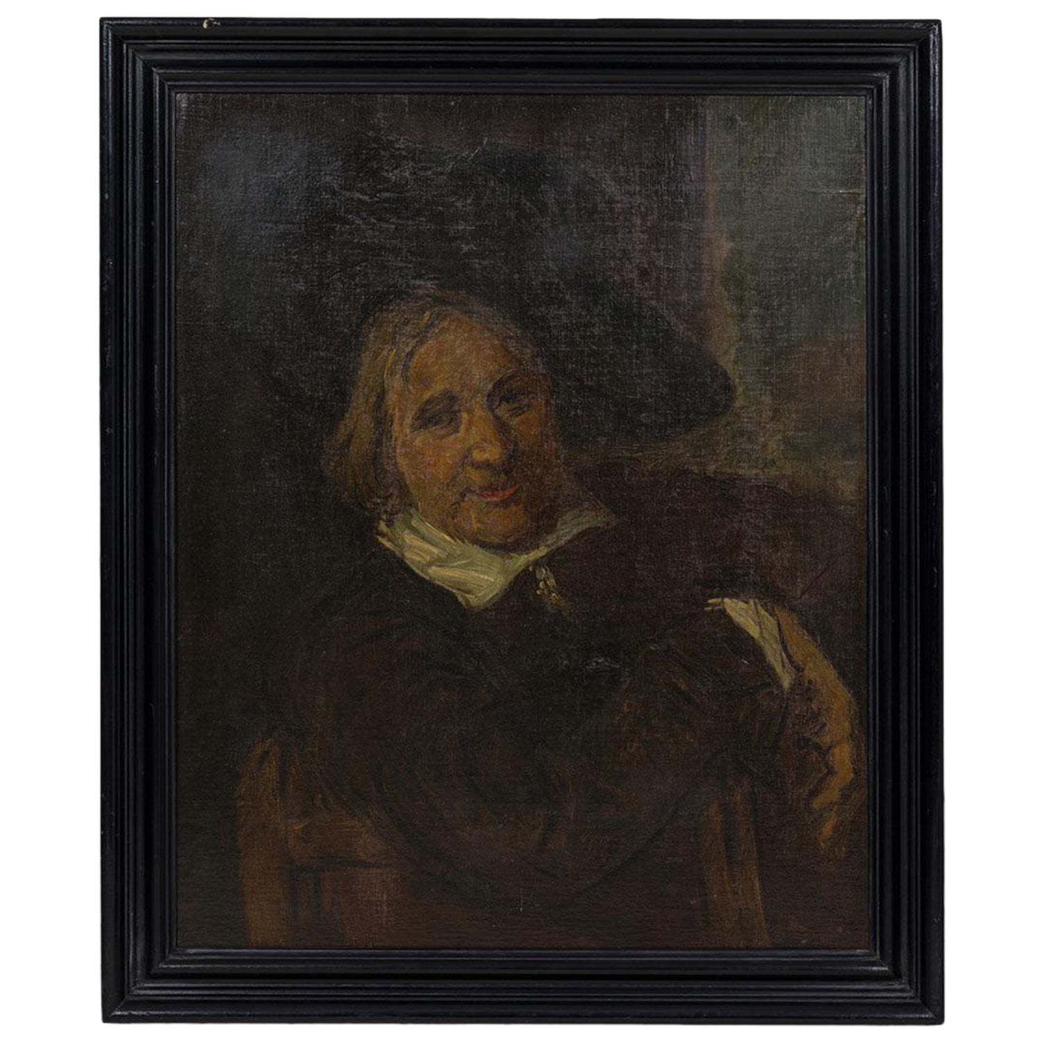 Portrait d
un homme hollandais avec un grand chapeau en vente