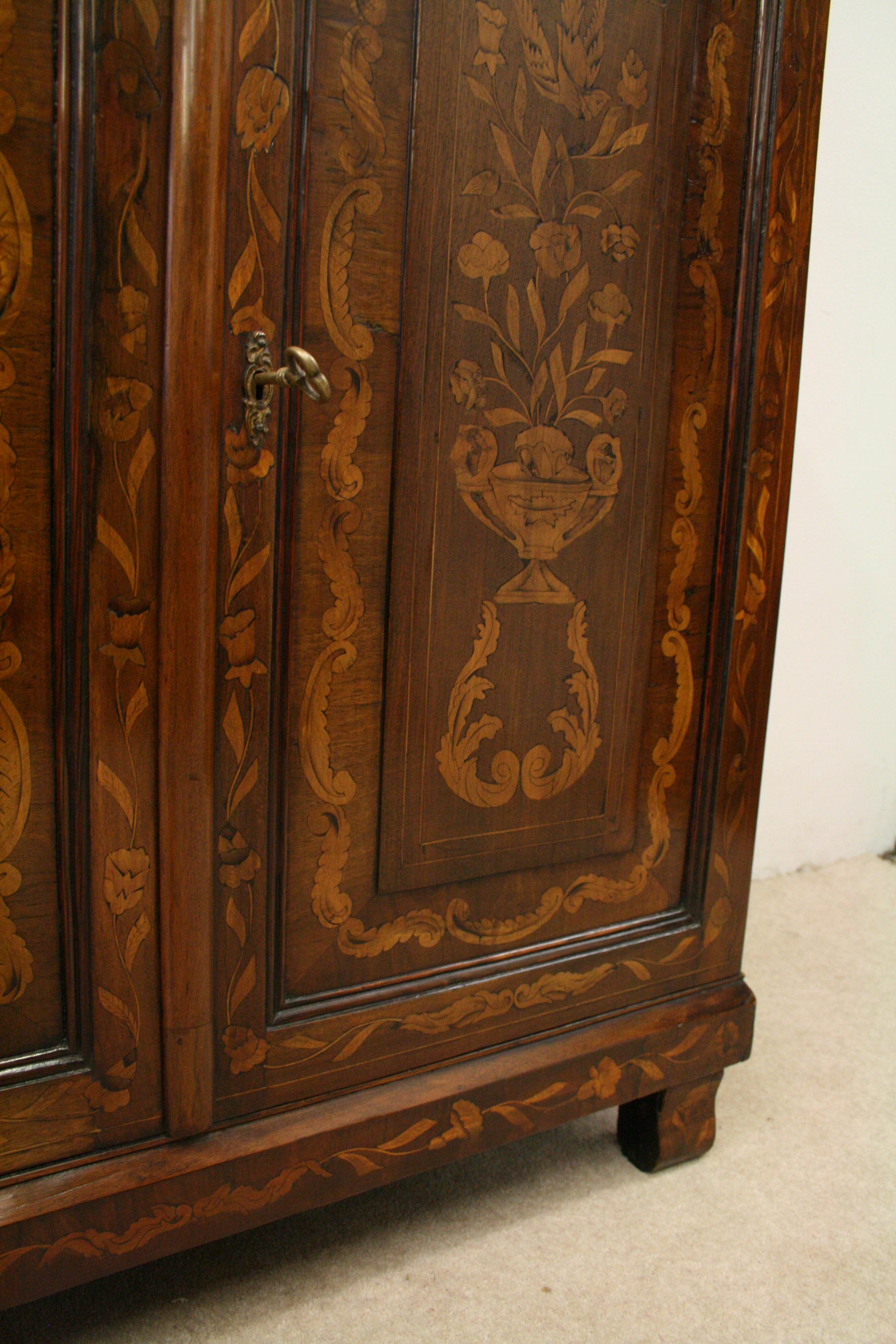 Dutch Marquetry 2 Part Display Cabinet For Sale 6