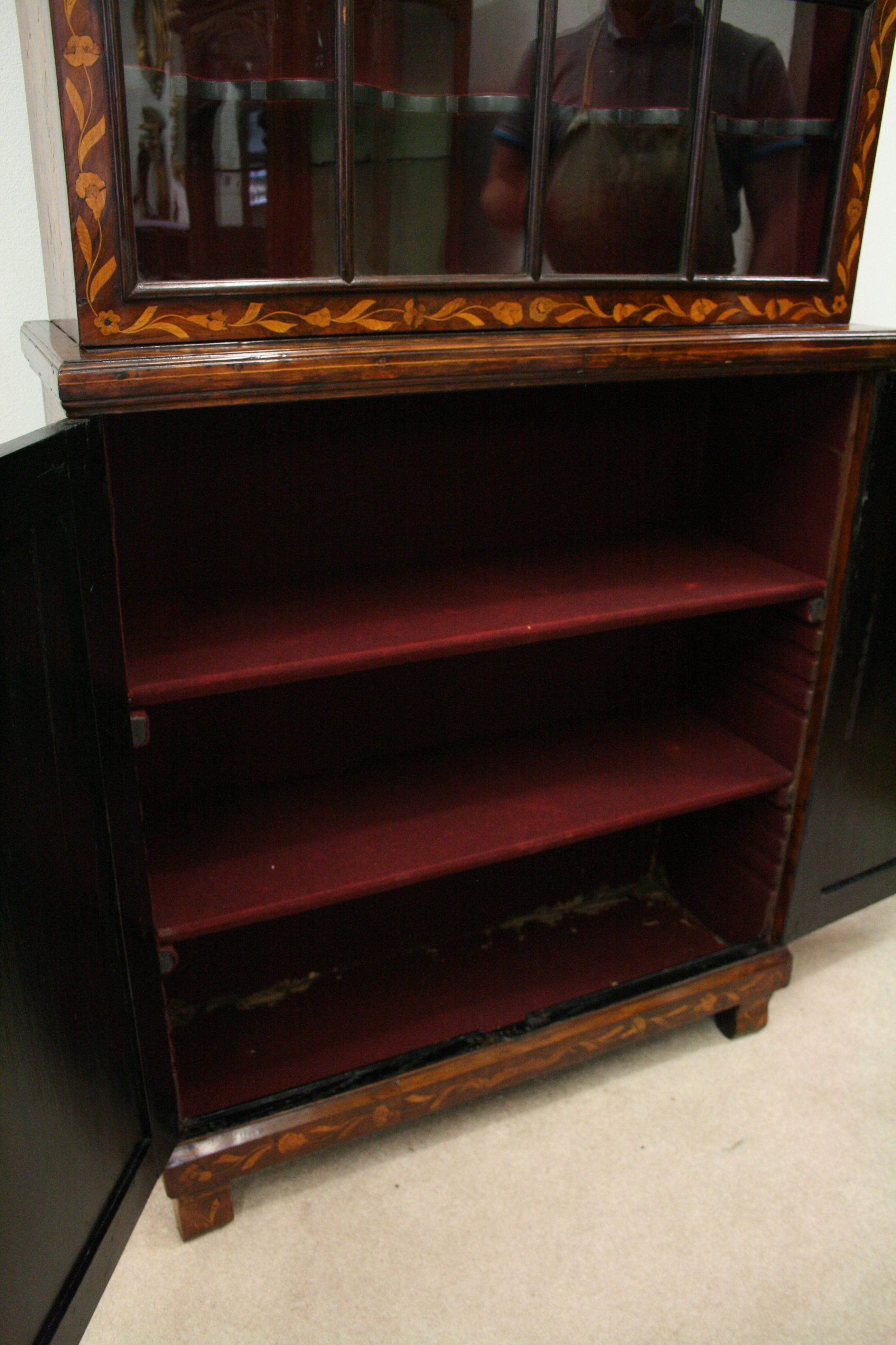 Dutch Marquetry 2 Part Display Cabinet For Sale 7