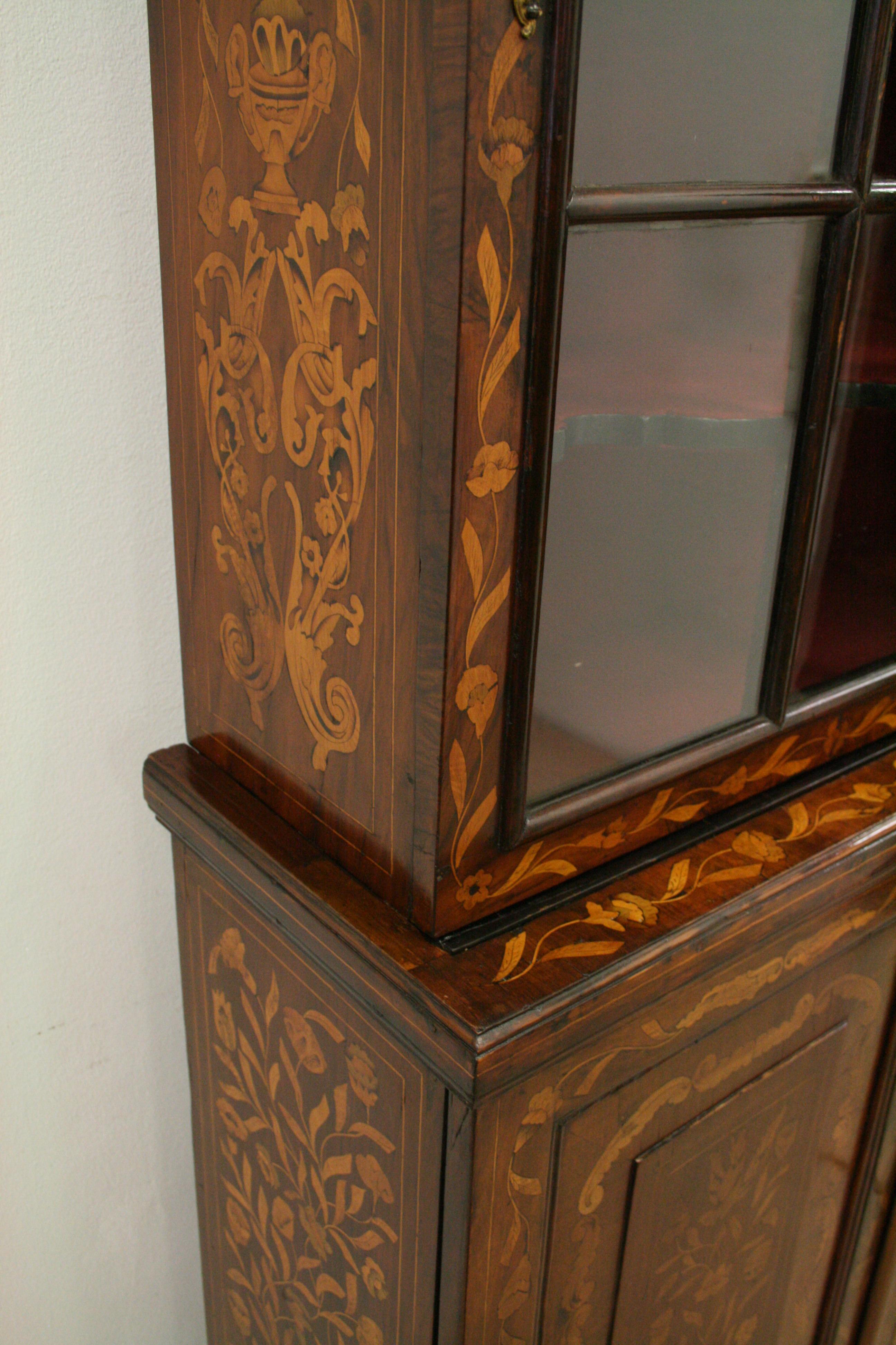 Dutch Marquetry 2 Part Display Cabinet For Sale 2