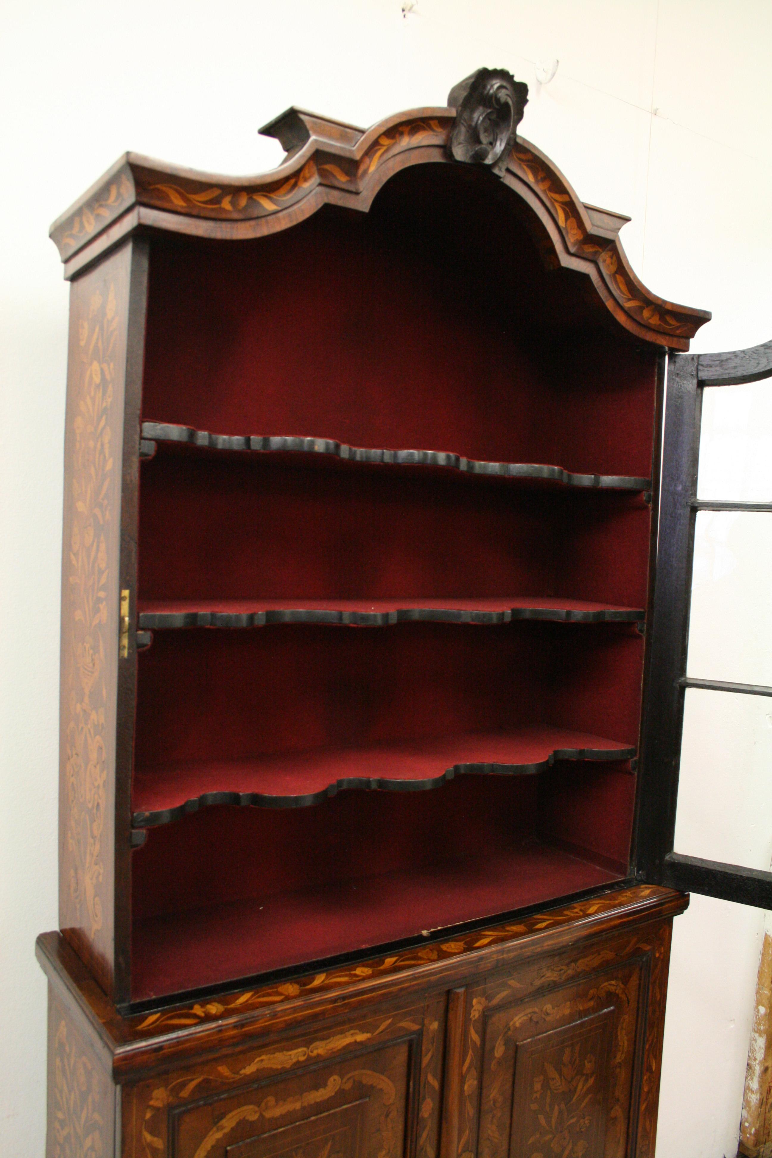 Dutch Marquetry 2 Part Display Cabinet For Sale 4