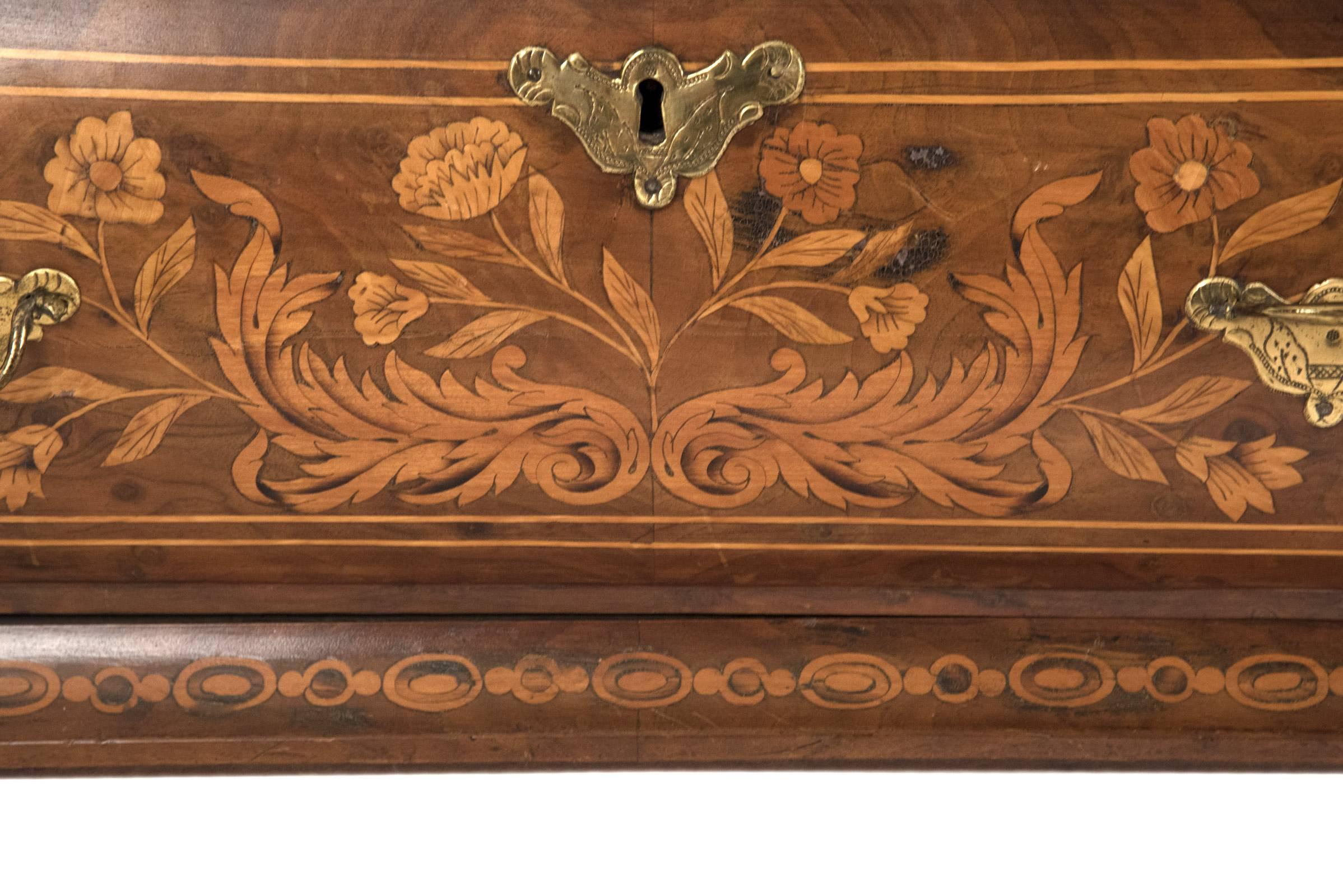 18th Century and Earlier Dutch Marquetry Bombe Display Cabinet For Sale