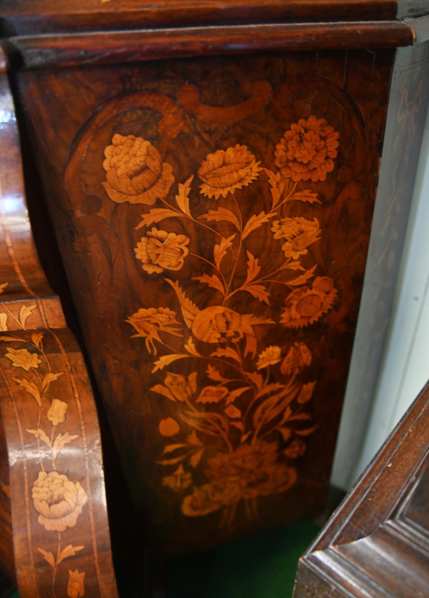 Dutch Marquetry Bookcase Floral Marquetry Cabinet 1820 For Sale 2