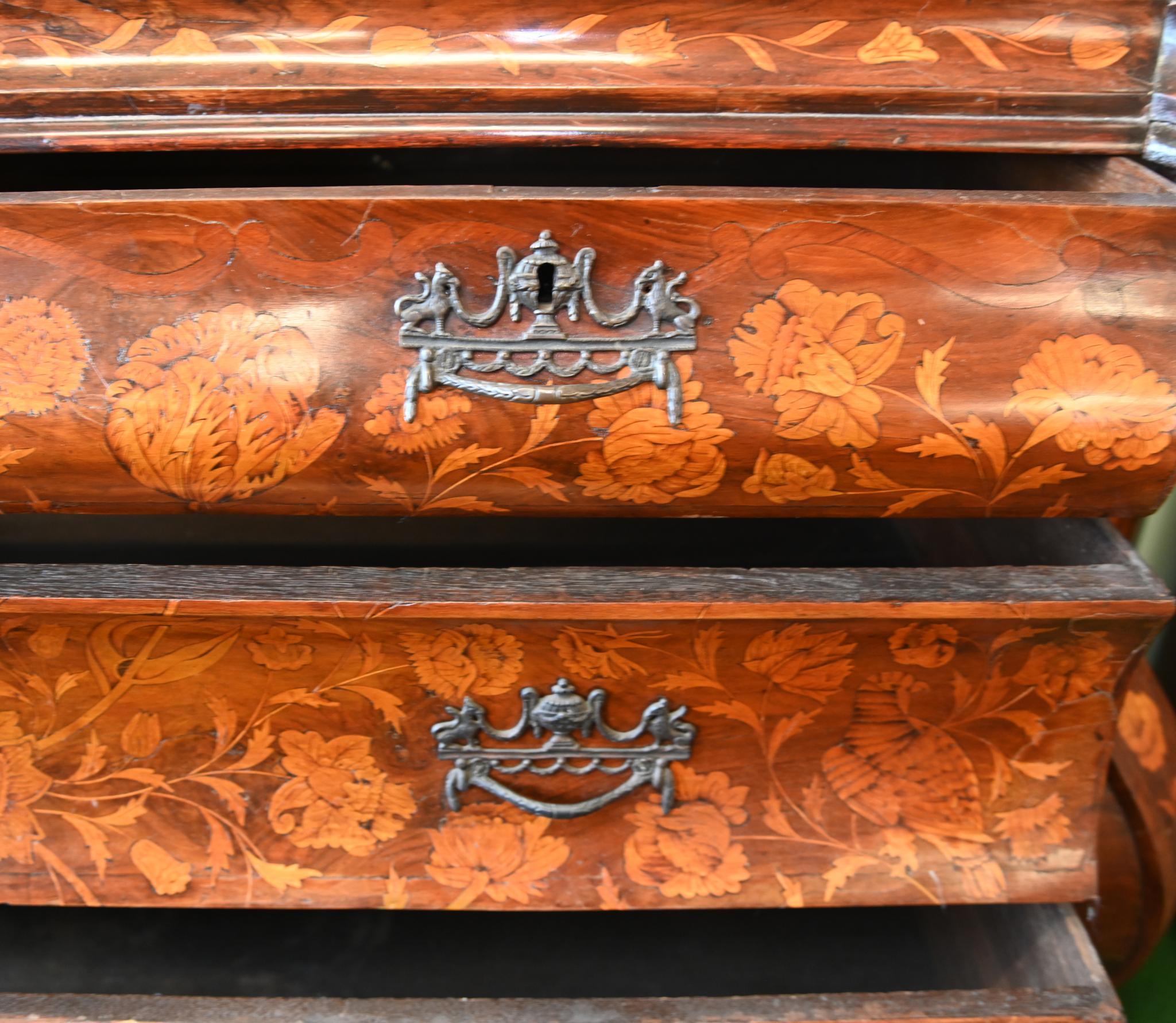 Dutch Marquetry Bookcase Floral Marquetry Cabinet 1820 For Sale 4