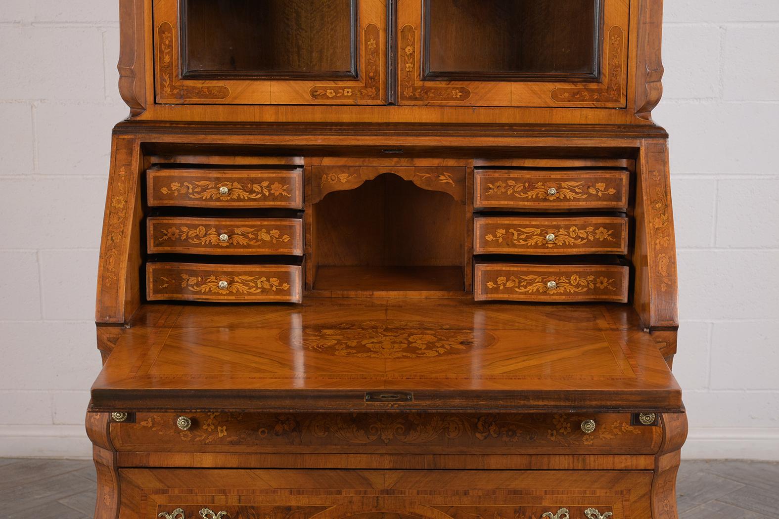 Hand-Carved Dutch Marquetry Bookcase