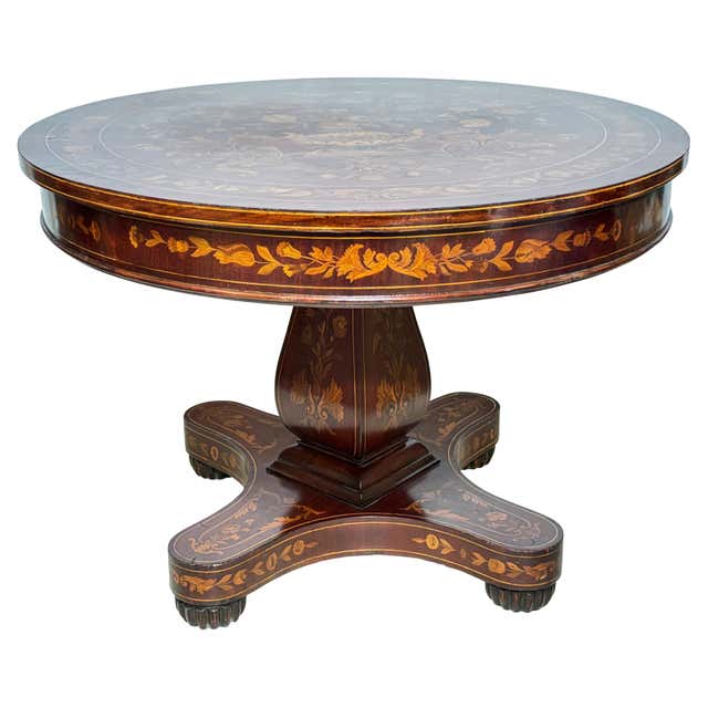 Victorian Centre Table Marquetry Inlay Quadrafoil Base Revival For Sale ...