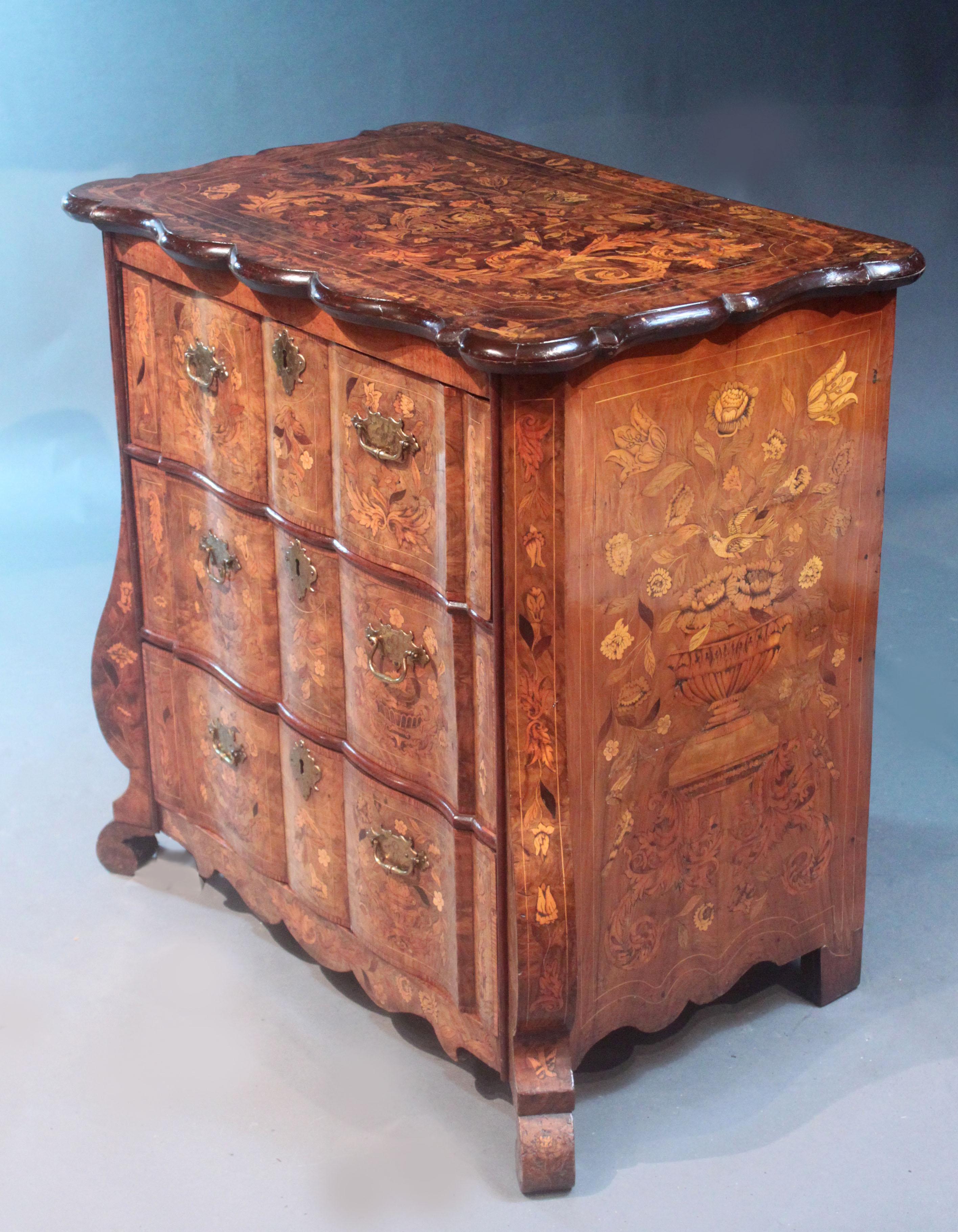 Walnut Dutch Marquetry Chest For Sale