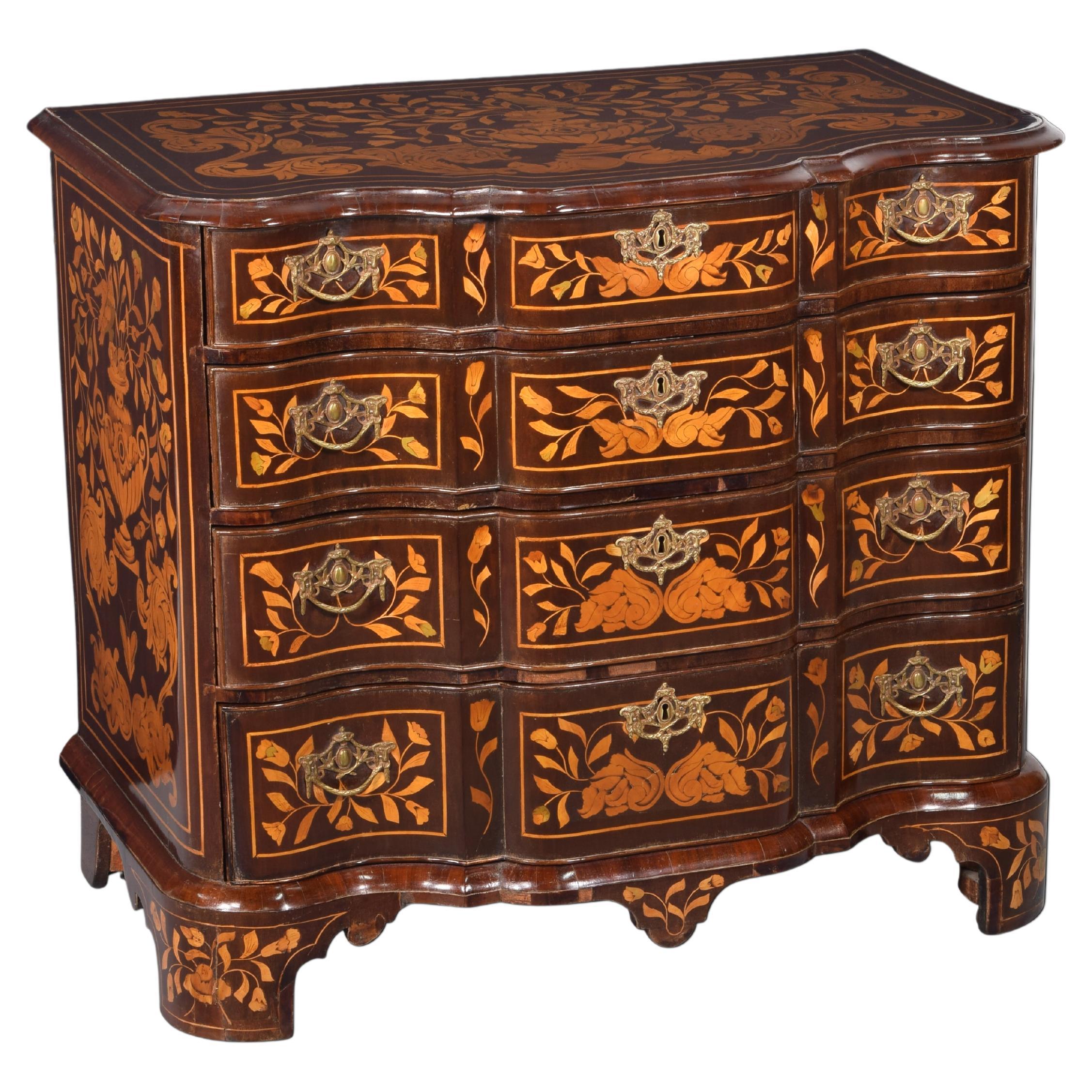 Dutch Marquetry Chest of Drawers or Commode, 18th Century For Sale