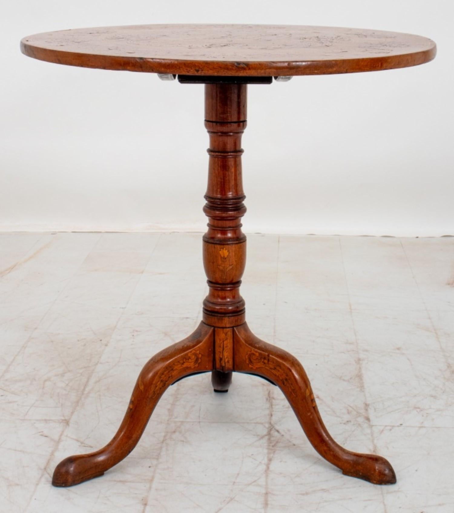 Dutch Marquetry Circular Tripod Table, 19th C For Sale 5