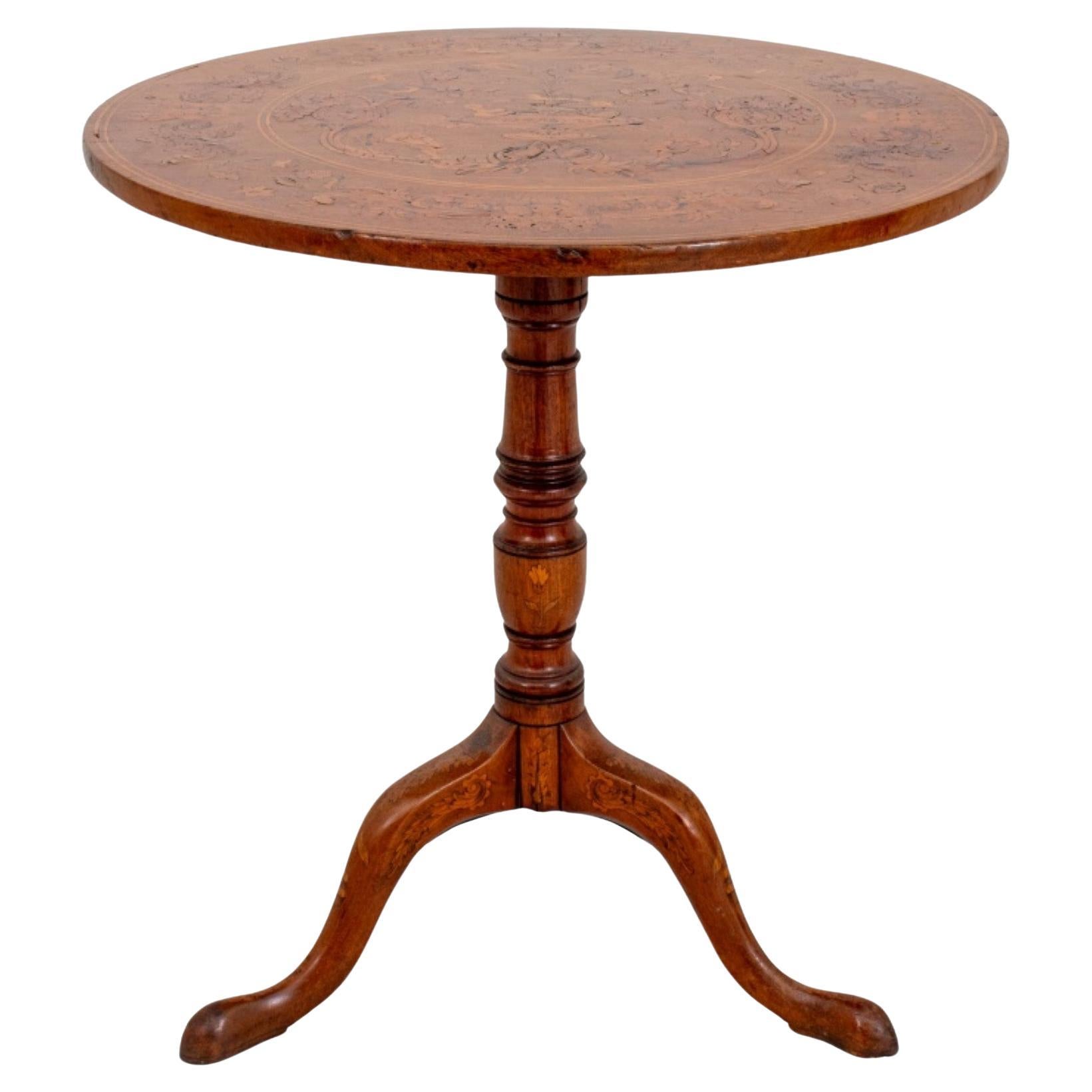 Dutch Marquetry Circular Tripod Table, 19th C For Sale
