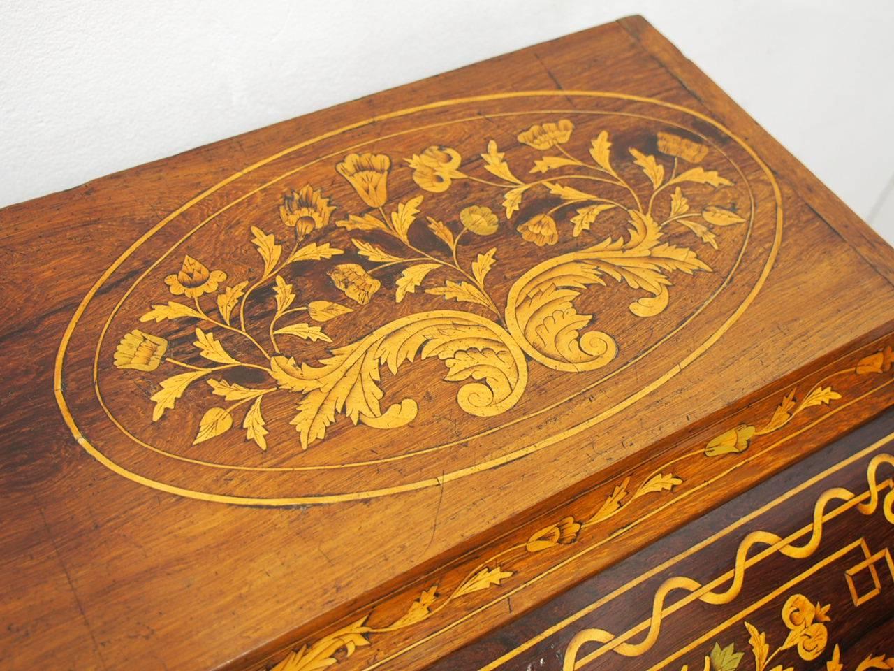 Rosewood Dutch Marquetry Cylinder Desk, circa 1830 For Sale