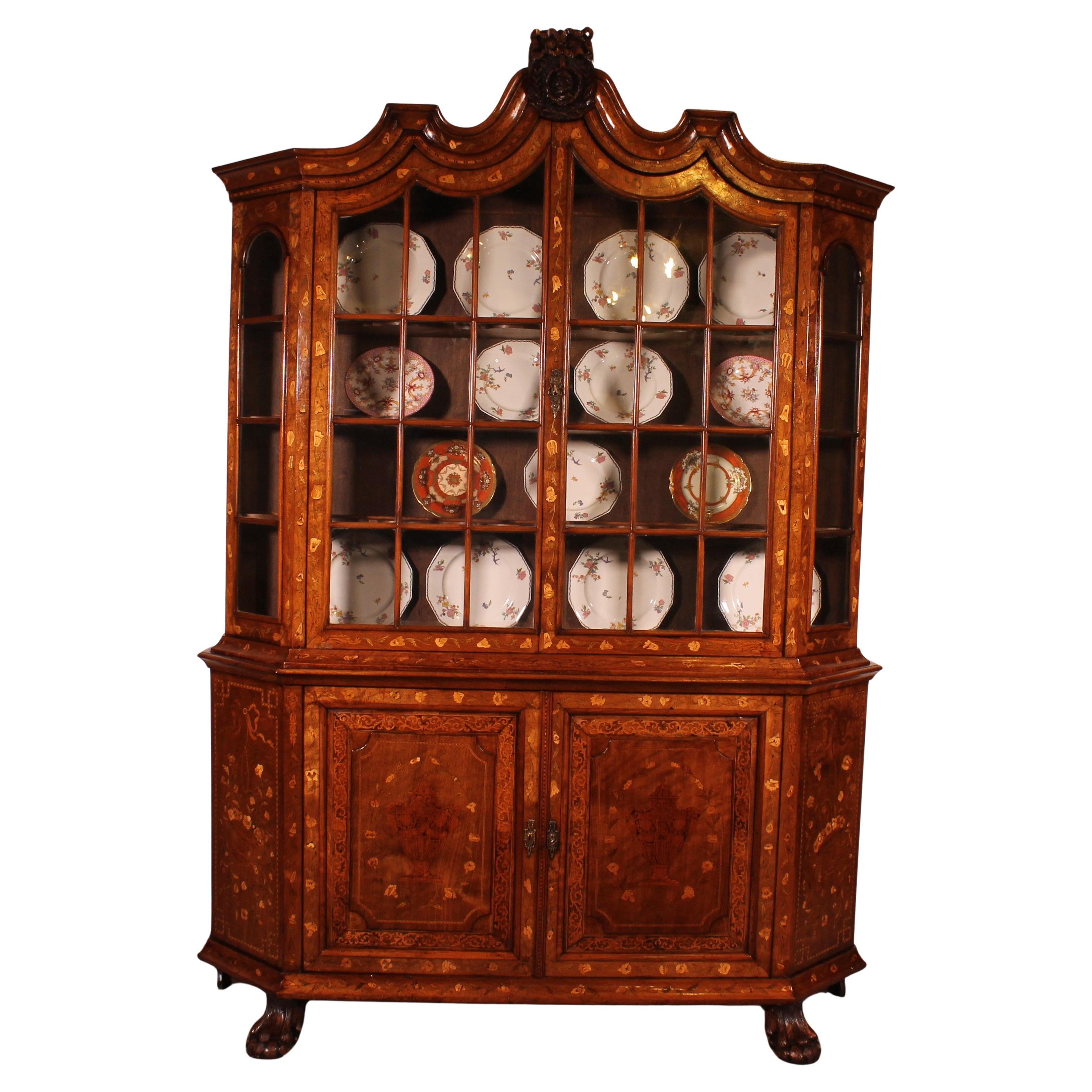 Dutch Marquetry Display Cabinet Circa 1800