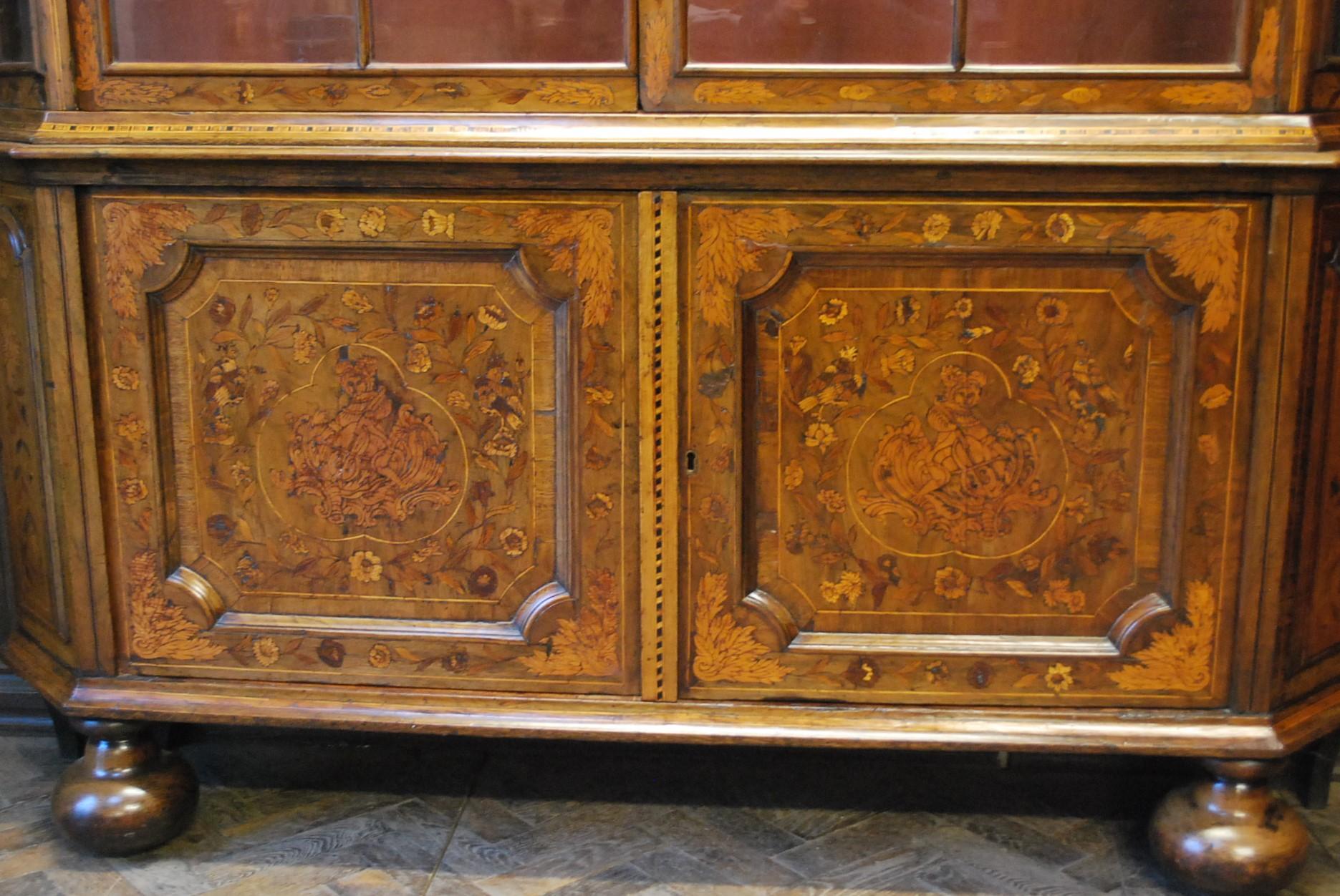 Dutch Marquetry Display Cabinet In Good Condition For Sale In Cheltenham, GB