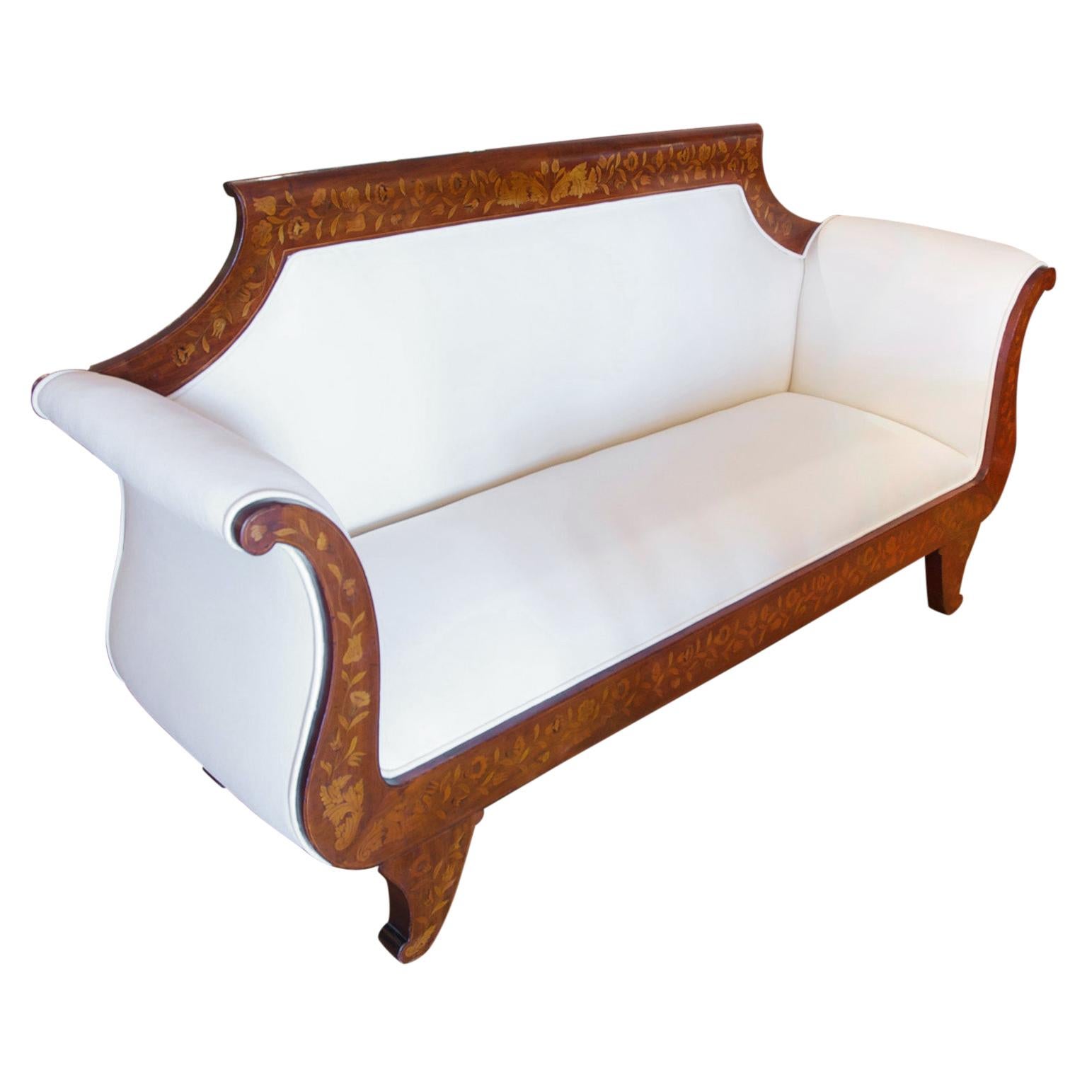 Niederländisches Empire-Sofa mit Intarsien, um 1825